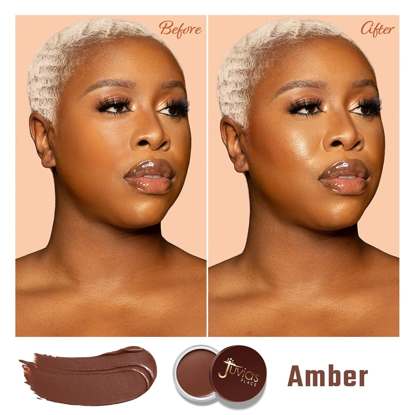 Juvia's Place Bronzed Cream Bronzer Amber - Creamy Bronzing Makeup Beauty Glow Sun Kissed Cheek Matte Shimmer Contour Long Lasting Finish Pigmented Bronze Light Buildable Blendable