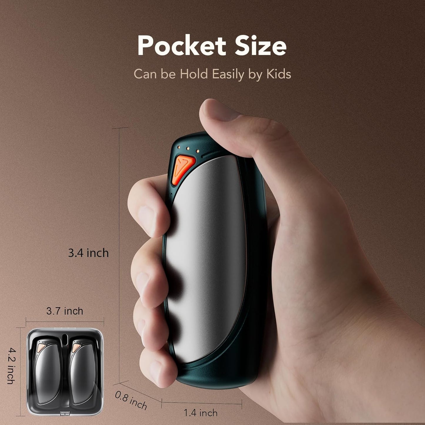 Hand Warmers Rechargeable 2 Packs, Double Sided Heating with AI Charging Case, 14000mAh Electric Hand Warmer Up to 36 Hours, Portable Heater Gifts for Christmas,Camping,Hunting