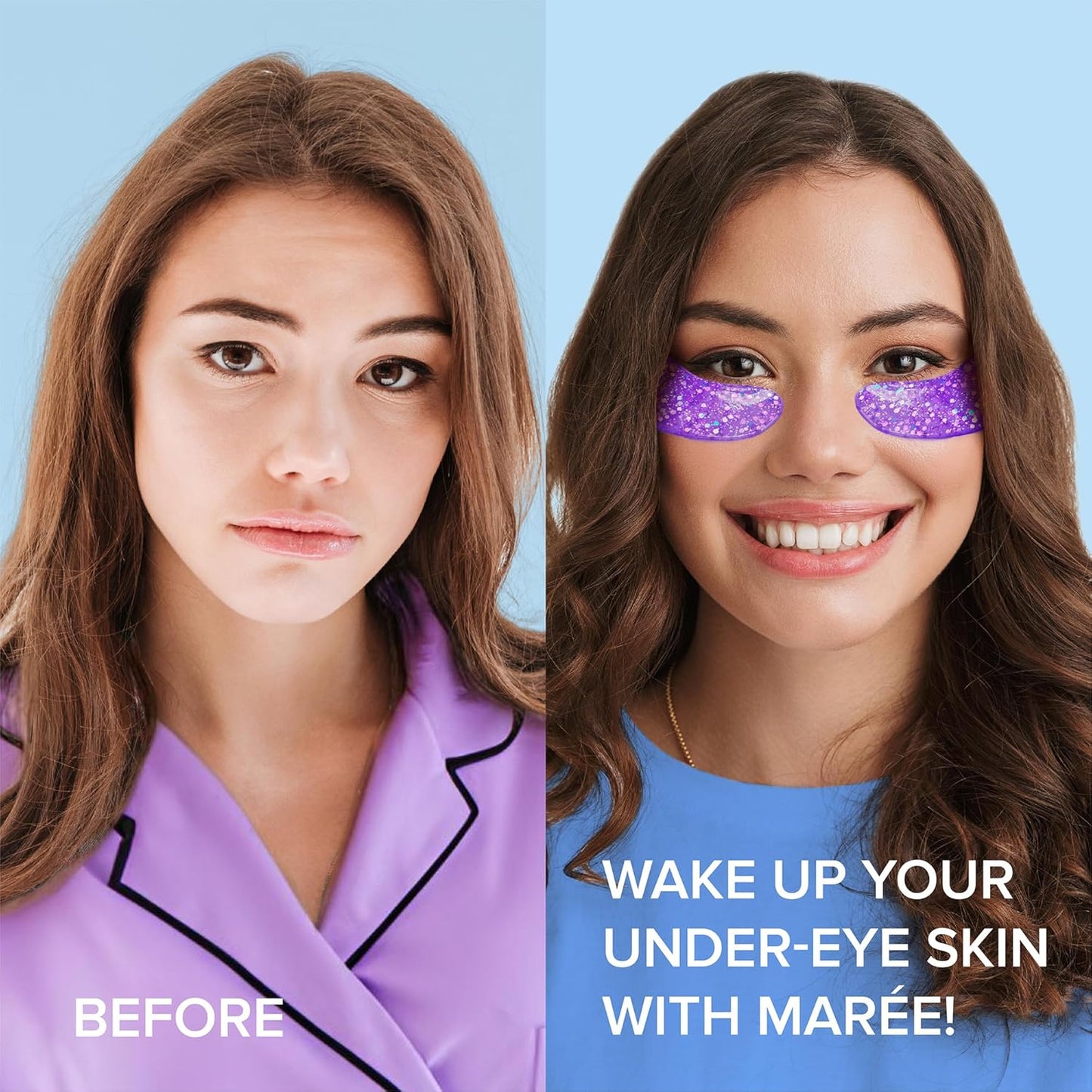 MAREE Eye Gels 2 PACK - Under Eye Patches for Puffy Eyes and Dark Circles with Natural Marine Collagen & Hyaluronic Acid - Anti-Aging Masks for Face to Soothe Puffiness