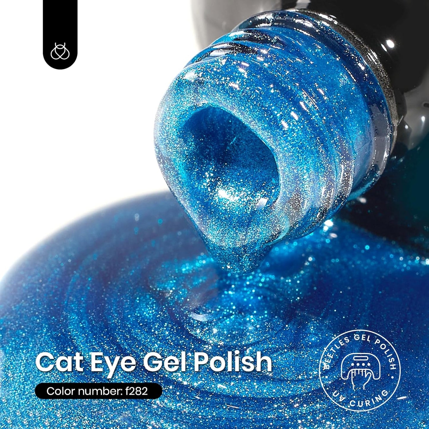 Beetles Blue Cat Eye Gel Polish, 15ML Blue Cat Eye Glitter Gel Polish with Magnet Shimmer Velvet Gel Soak Off UV Stellar Ocean Collection French Nail Art Design Manicure Summer Gifts for Women