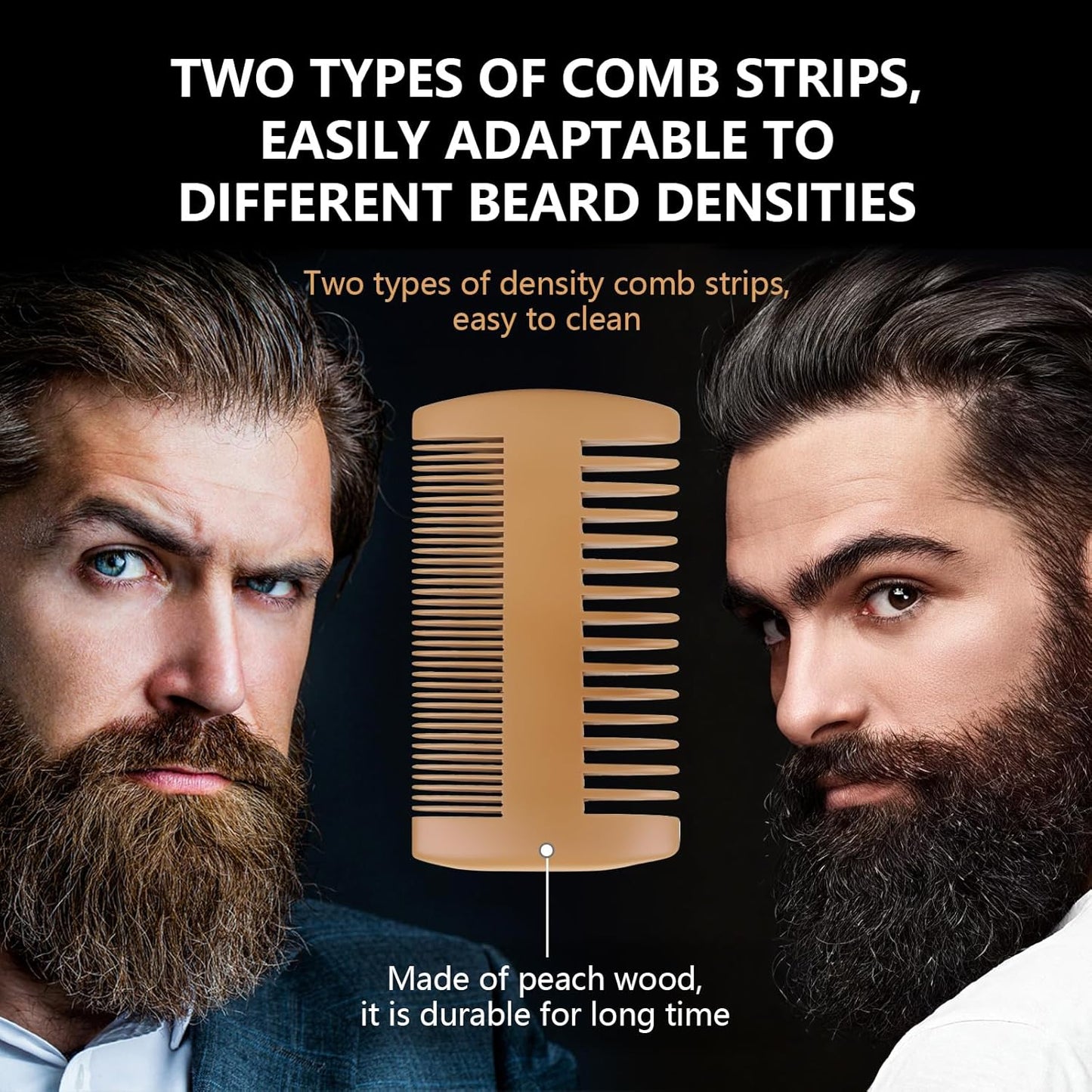 Beard Brush Beard Comb Set for Men, 7 IN 1 Facial Hair Grooming Kit with Boar Bristle Beard Brush, Wood Beard Comb, Silicone Soft Cleaning Brush, Mustache Scissors, Travel Foldable Beard Brush Comb