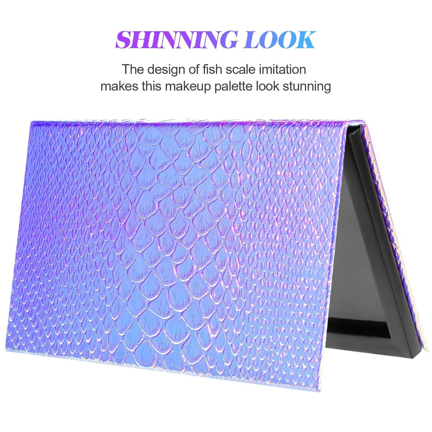 Beaupretty Empty Magnetic Eyeshadow Palette Mermaid Makeup Palette with Mirror Round Metal Pans and Depotting Spatula Set