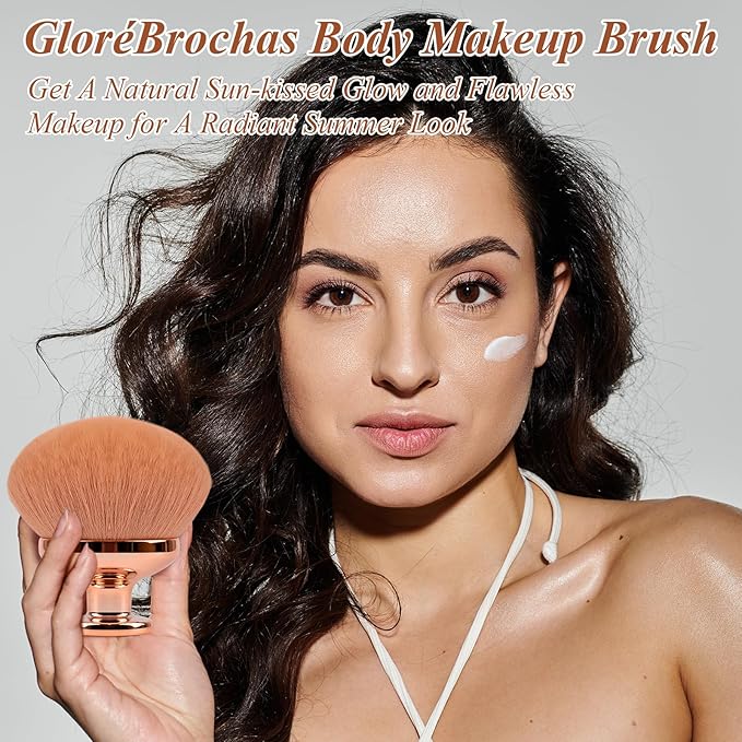 Blend & Blur Extra Large Body Makeup Brush for Self Tanner,GloréBrochas Leg Makeup & Bronzer Self Tan Applicator, 90MM Wide Round Head Kabuki Brush For Application (Rose-Gold)