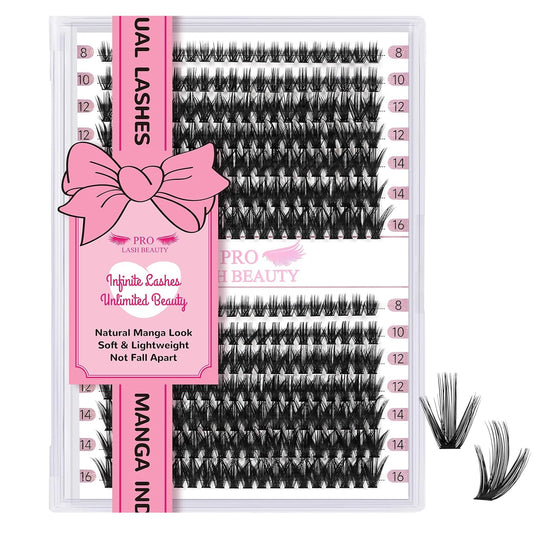 280 Pcs Individual Lashes 50D Mixed Lash Clusters Devil Style Lashes That Look Like Eyelash Extensions Wispy Lashes DIY Individual Lashes At Home (50D-D-8-16mix,Manga)