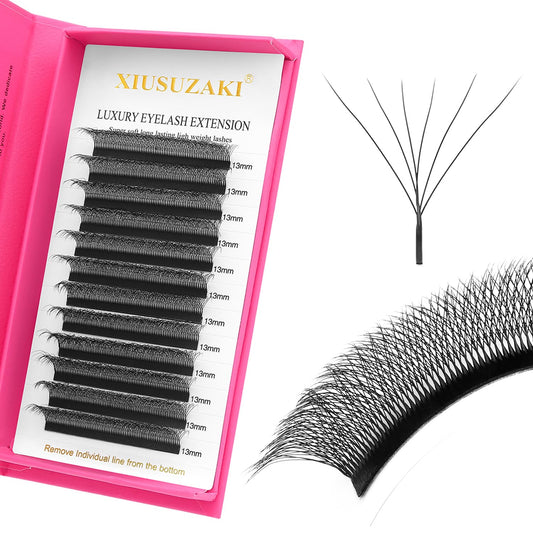 Lash Extensions 6D Eyelash Extensions W Lashes 0.07mm Thickness D Curl Lashes Mix 8-15mm Soft Lash Trays Volume Lash Extension Natural Matte black False Eyelashes Professional Use(W-6D-0.07-D,8-15mm)