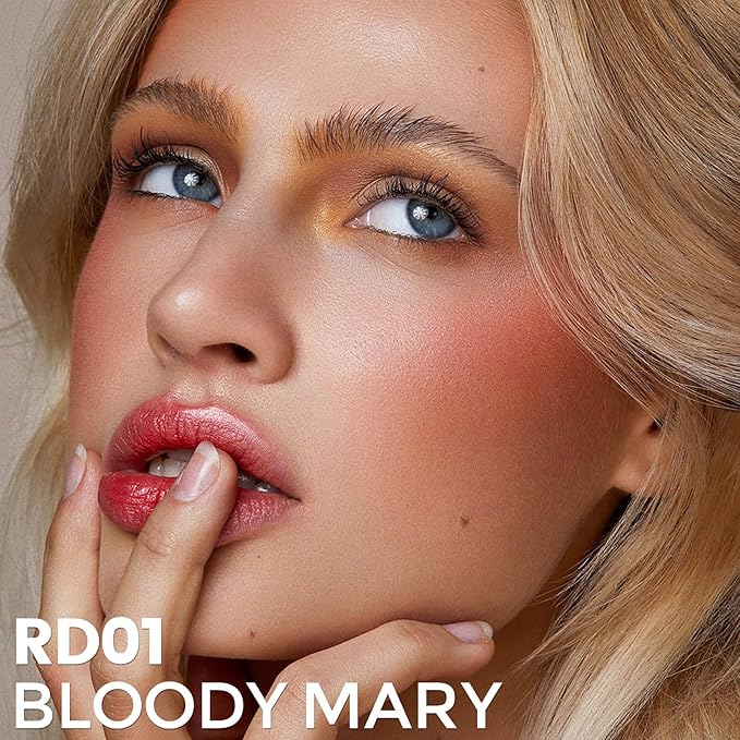 FOCALLURE Silky Cream Liquid Blush,Leaving a Matte Dewy Makeup Look,Easy to Apply and Create a Natural Flush,Long Lasting and Lightweight Cheek Blush Face Makeup,BLOODY MARY