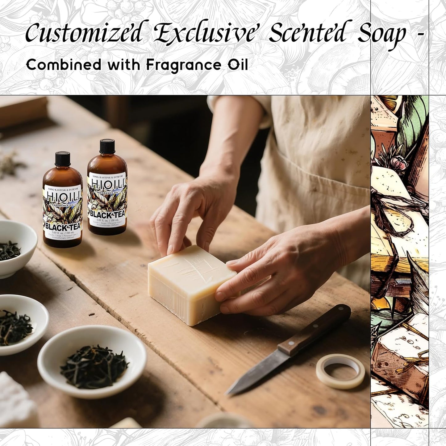 HIQILI Black Tea Fragrance Oil for Diffuser & Car Air Freshener, Long-Lasting Hotel Scent, Candle & Soap Making Supplies - 5.07 Fl Oz