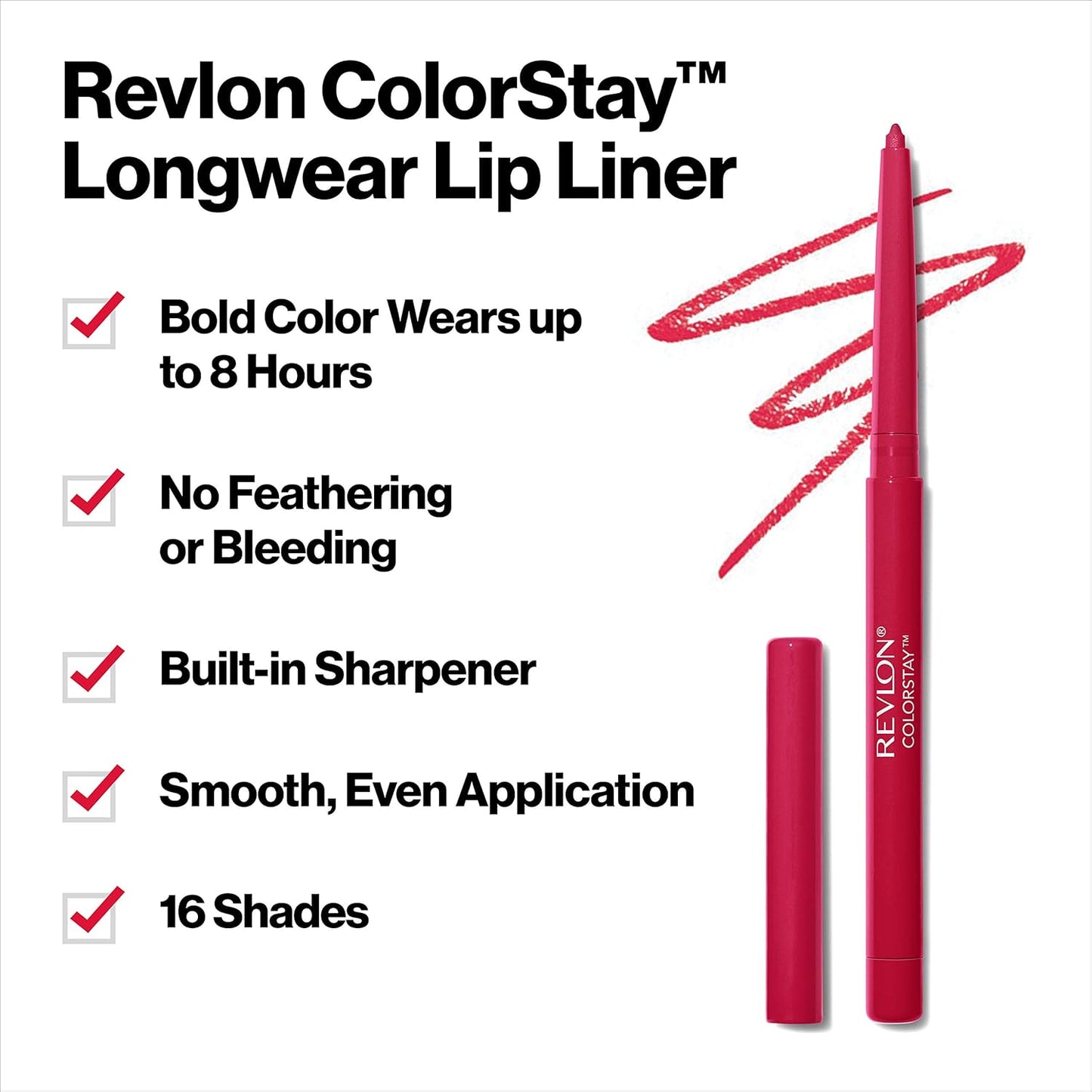 Revlon Colorstay Lip Liner Makeup with Built-In Sharpener, Longwear Rich Colors, Smooth Application, 679 Soft Pink, 0.01 oz