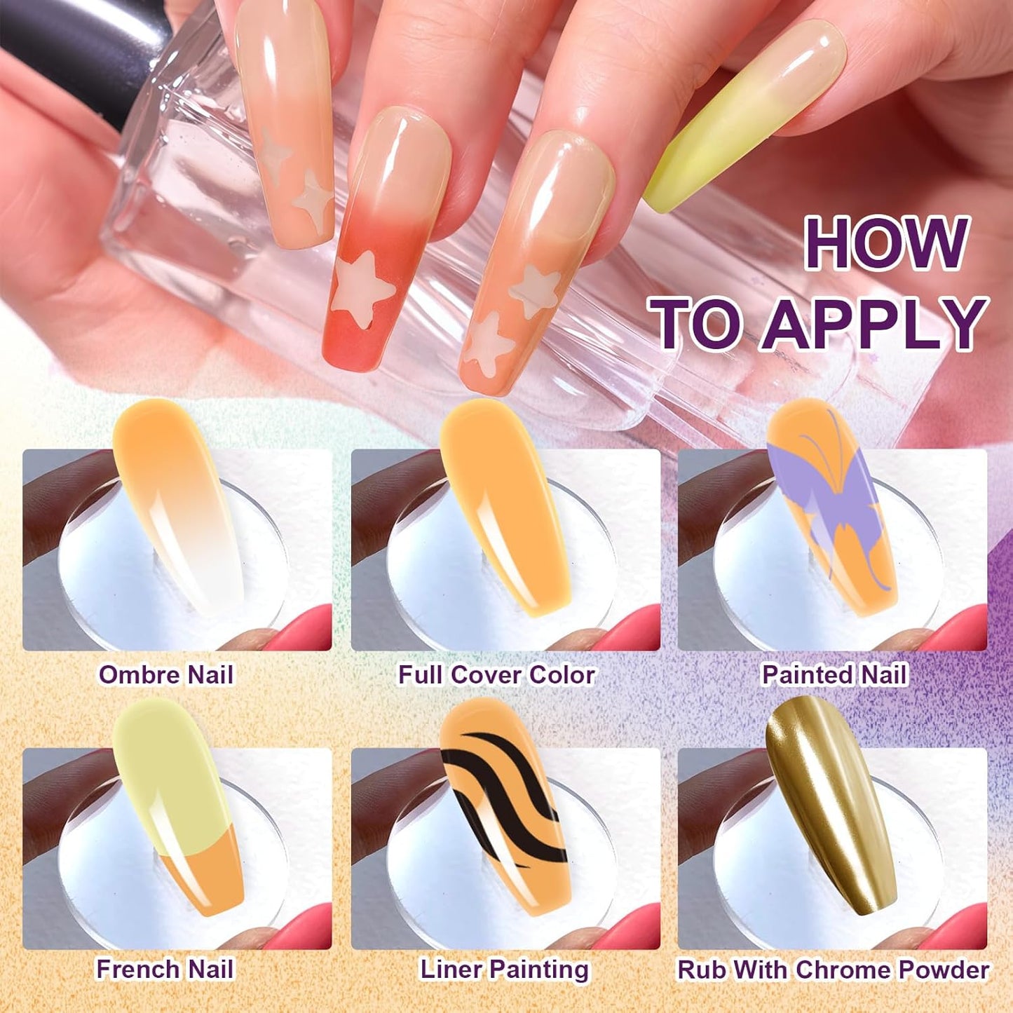 Gradient Painting Gel, 9 Colors Ombre Gel Nail Polish Summer Hot Bule for Pigment Pat Nails Aura Nails, French Manicure DIY Nail Art Soak of UV Palette Bechside Candy