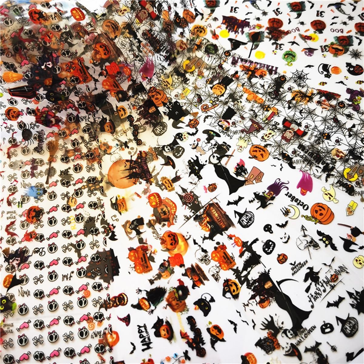 Halloween Nail Art Foils Transfer Stickers Halloween Nail Art Stickers Decals 10Rolls Pumpkin Spider Web Ghost Spider Nail Foils Adhesive Decals Nail Supplies for Women Holiday DIY Manicure Decoration