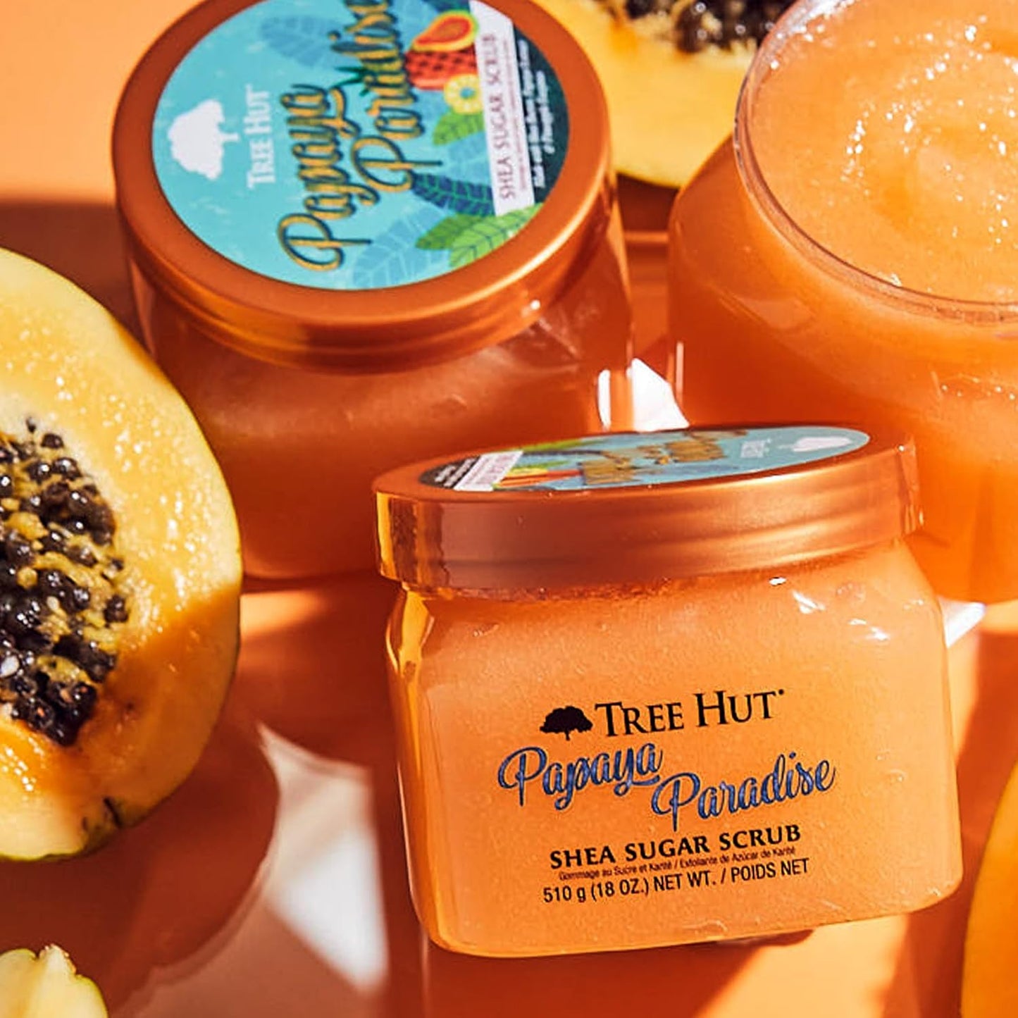 Tree Hut Papaya Paradise Shea Sugar Scrub | Exfoliating Body Scrub Removes Dead, Dry Skin for a Soft & Hydrated Feel | Nourishing Essential Body Care | 18 fl oz.