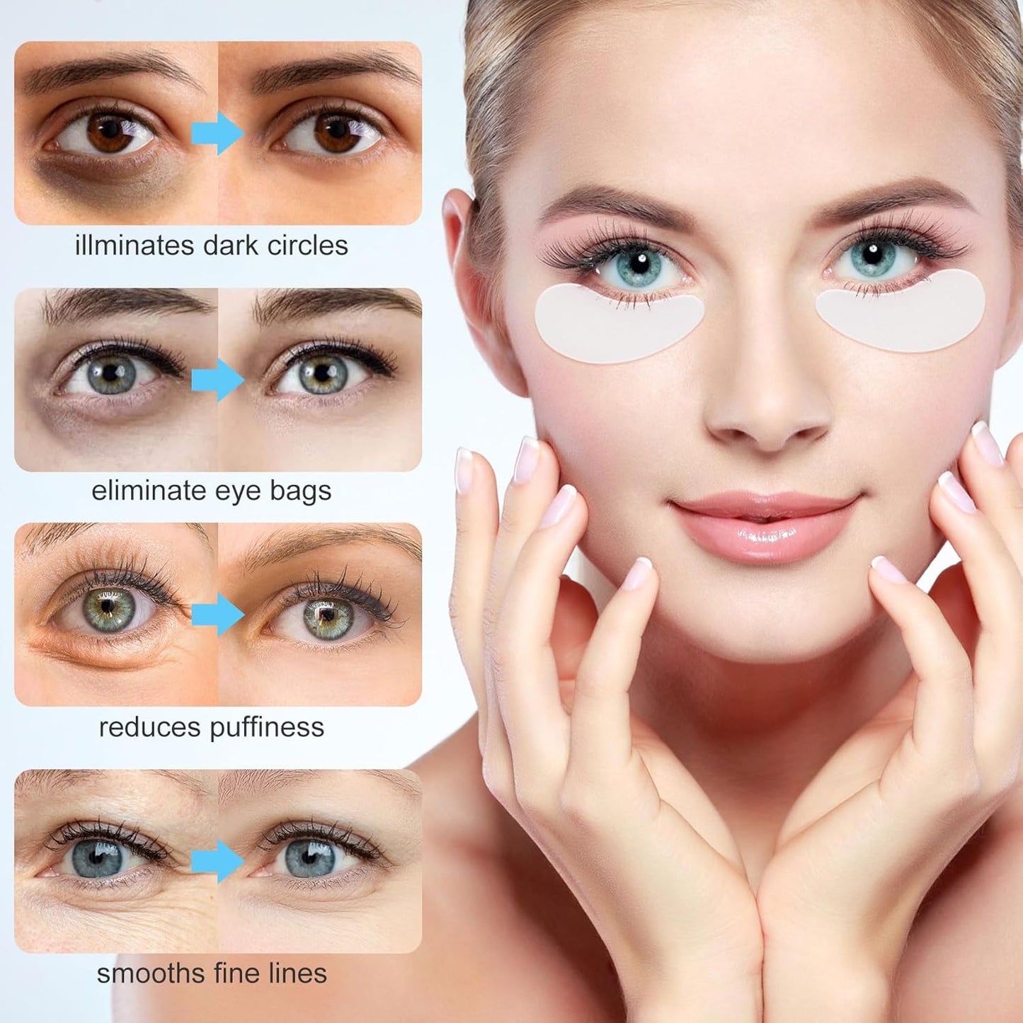 Reusable Under Eye Patches 2 Pairs, Silicone Eye Patches Eye Pads, Under Eye Mask for Skin Care Effect to Reduce Wrinkles and Fine Lines (Black, White)