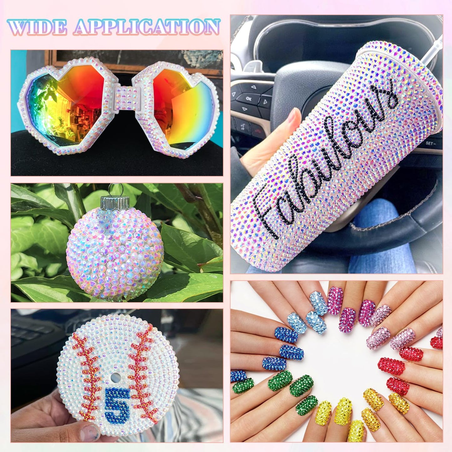 25000Pcs Resin Rhinestones with B7000 Jewelry Glue for Crafting, White AB 2-6mm Non Hotfix Flatback Gems, Bedazzling Crystal for DIY Crafts Clothing Tumblers Mugs Shoes Fabric Decor Nail Art