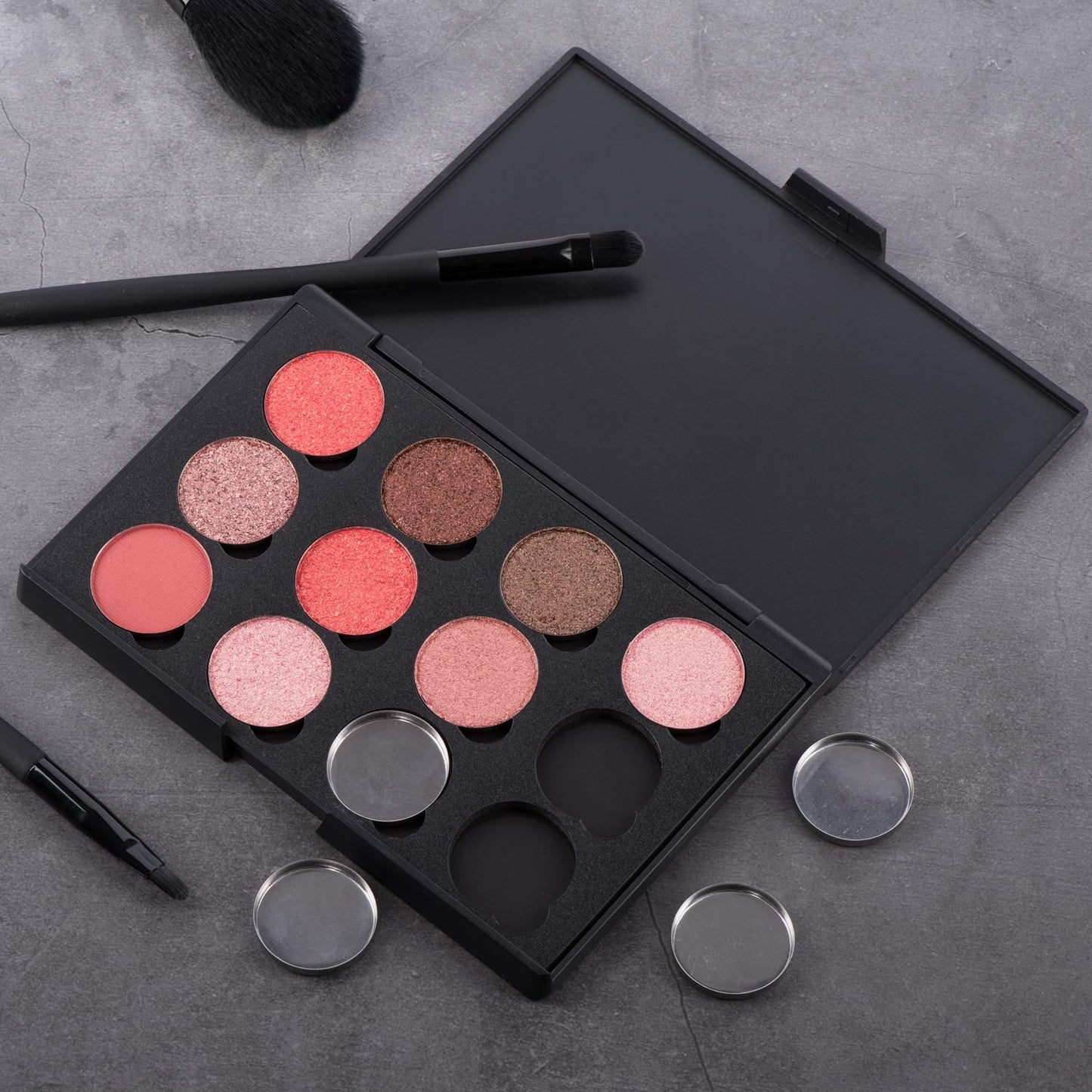 Empty Magnetic Eyeshadow Makeup Palette with 12Pcs 26mm Round Metal Pans