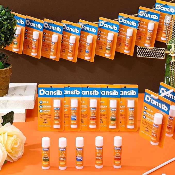 25 Pcs Sunscreen Lip Balms Bulk SPF 30 Lip Balms Stick with Sunscreen Employee Staff Appreciation Gifts Bulk Team Coworkers Christmas Party Gifts for Outdoor Travel Beach