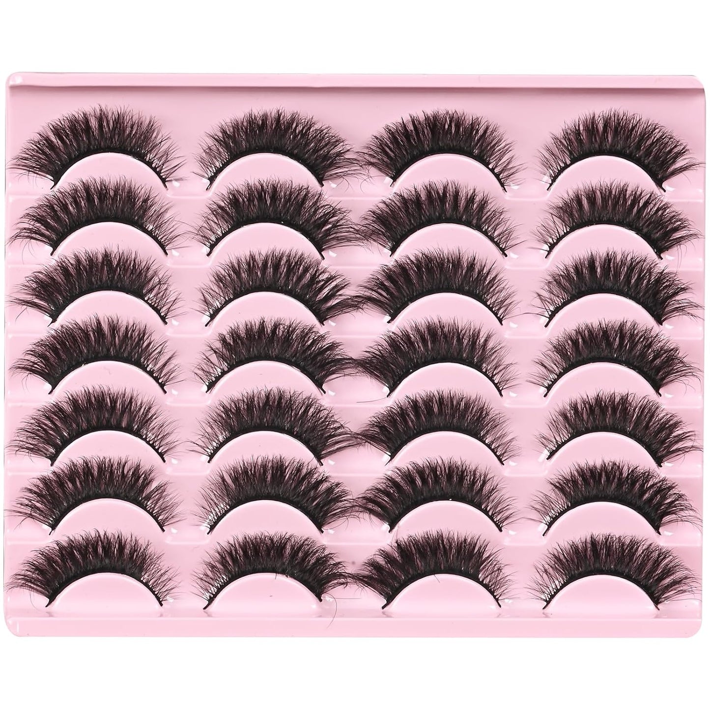 FARRED Natural Lashes Short Eyelashes Wispy False Mink Lash Pack 14 Pair Fluffy Cat Eye Strip Eyelash that Looks Like Extensions Small Fake Lashes for MUA and Beginners Daily Makeup (F14 | 8-15mm)