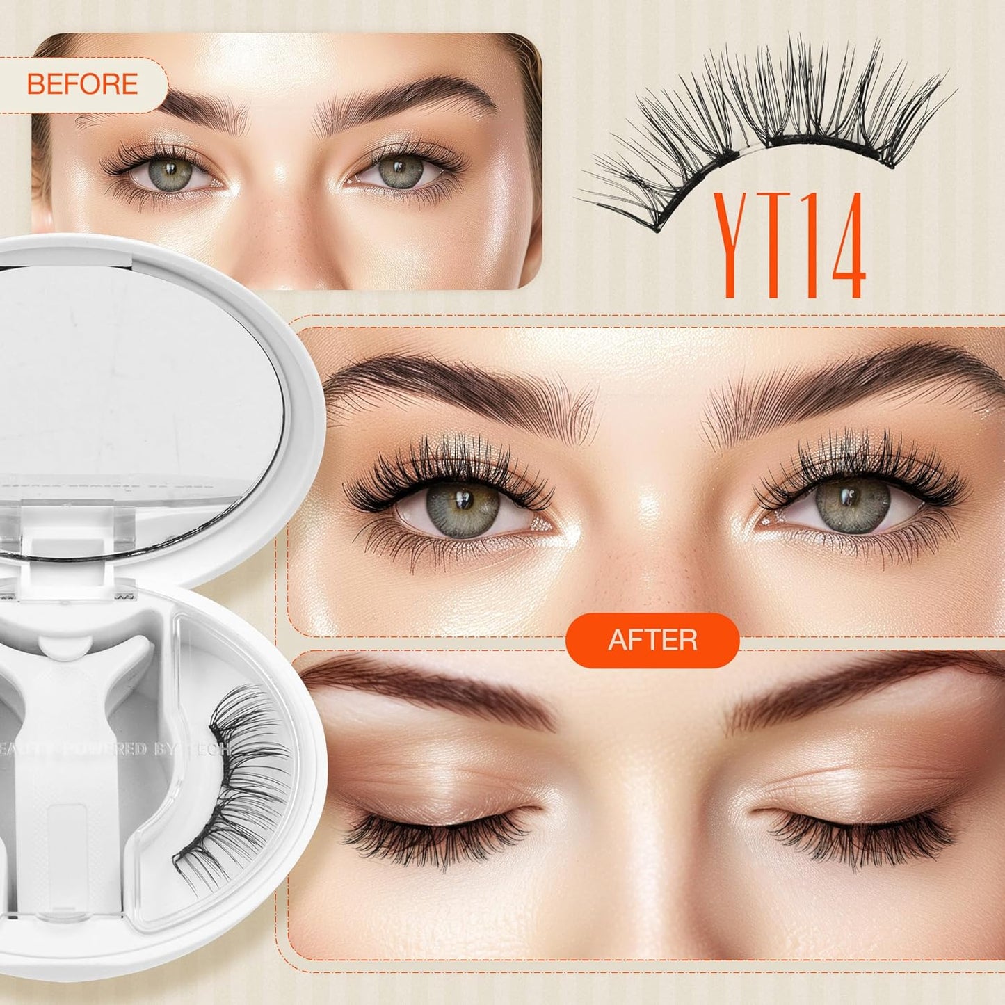 LASHVIEW Upgrade Magnetic Eyelashes with Applicator Soft Magnetic Eyelashes Natural Look Reusable No Glue Needed Easy to Wear and Remove (YT14)