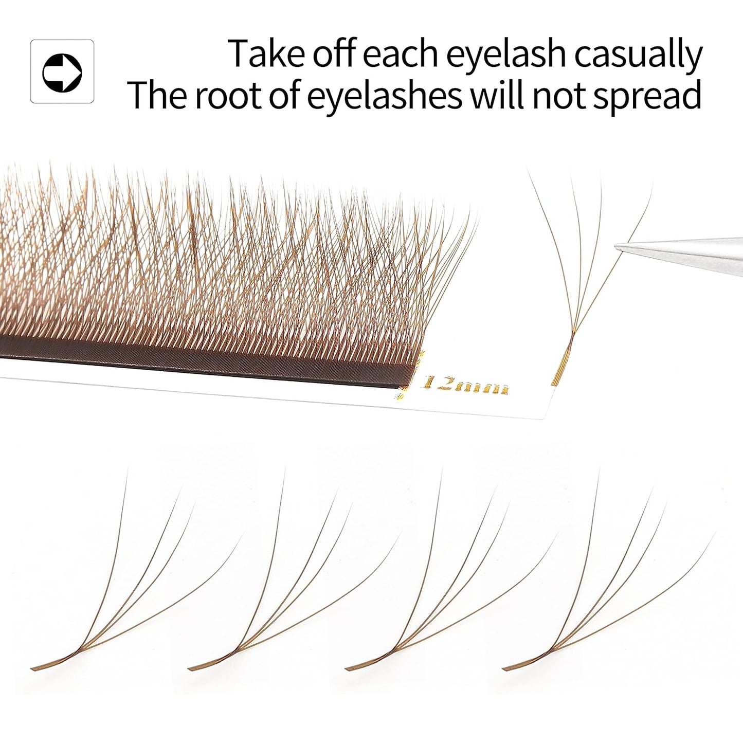 Lash Extensions Brown 4D W Eyelash Extensions W Shape 0.07mm Thickness C Curl 14mm Premade Fans Lashes Colored Lash Extension Volume Lashes Individual Lashes(W-Brown-4D-0.07-C,14mm)