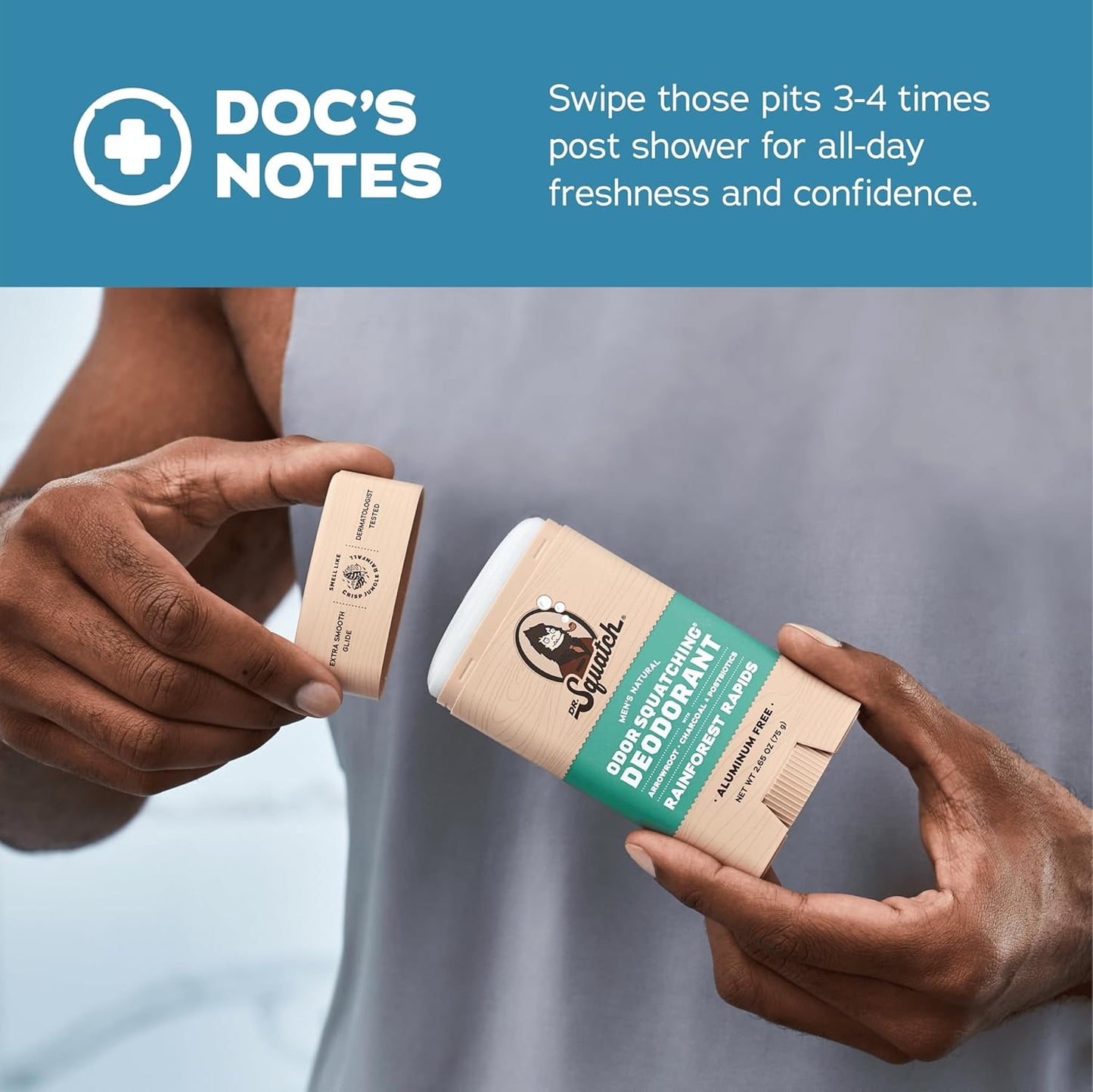 Dr. Squatch Natural Deodorant for Men - Odor-Squatching Aluminum Free - Coastal Mist & Rainforest Rapids (2.65 oz, 2-Pack)