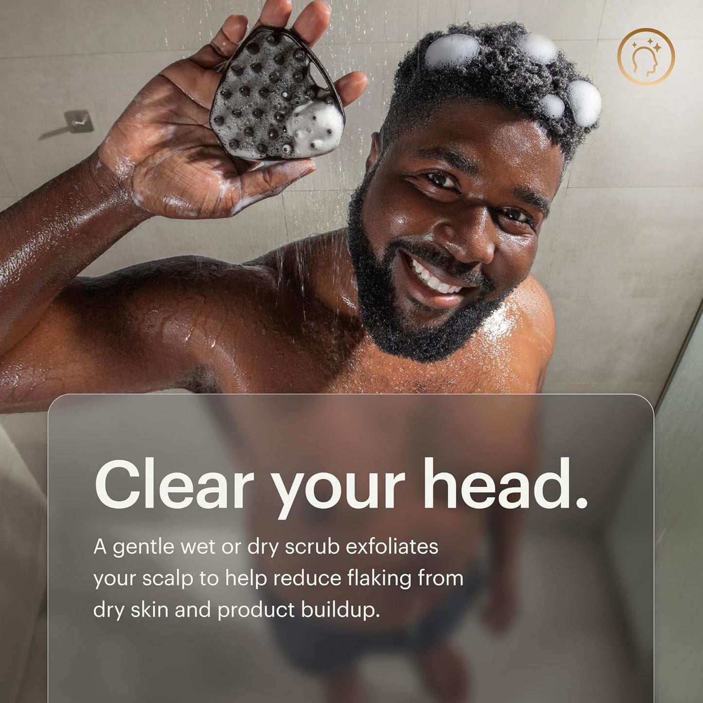 MANSCAPED® The Scalp Buffer Men’s Silicone Head Scrubber – Premium Cleansing & Exfoliating Hair Brush, Ergonomic Handheld Design for Gentle Scalp Massage (1-Pack)