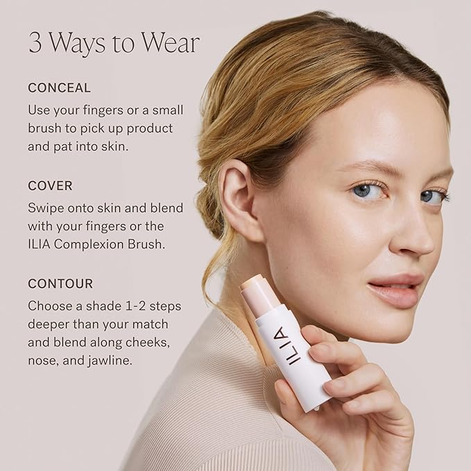 ILIA - Skin Rewind Complexion Stick - Foundation + Concealer + Skincare | Non-Toxic, Vegan, Cruelty-Free, Clean Makeup (39N - Laurel, 0.35 oz | 10 g)