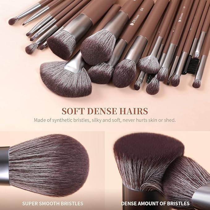 DUcare Professional Makeup Brush Set 22Pcs with Travel Case Synthetic Kabuki Foundation Brush, Face Powder Brush, Blush Brush, Concealer Brush, Eyeshadow Brushes