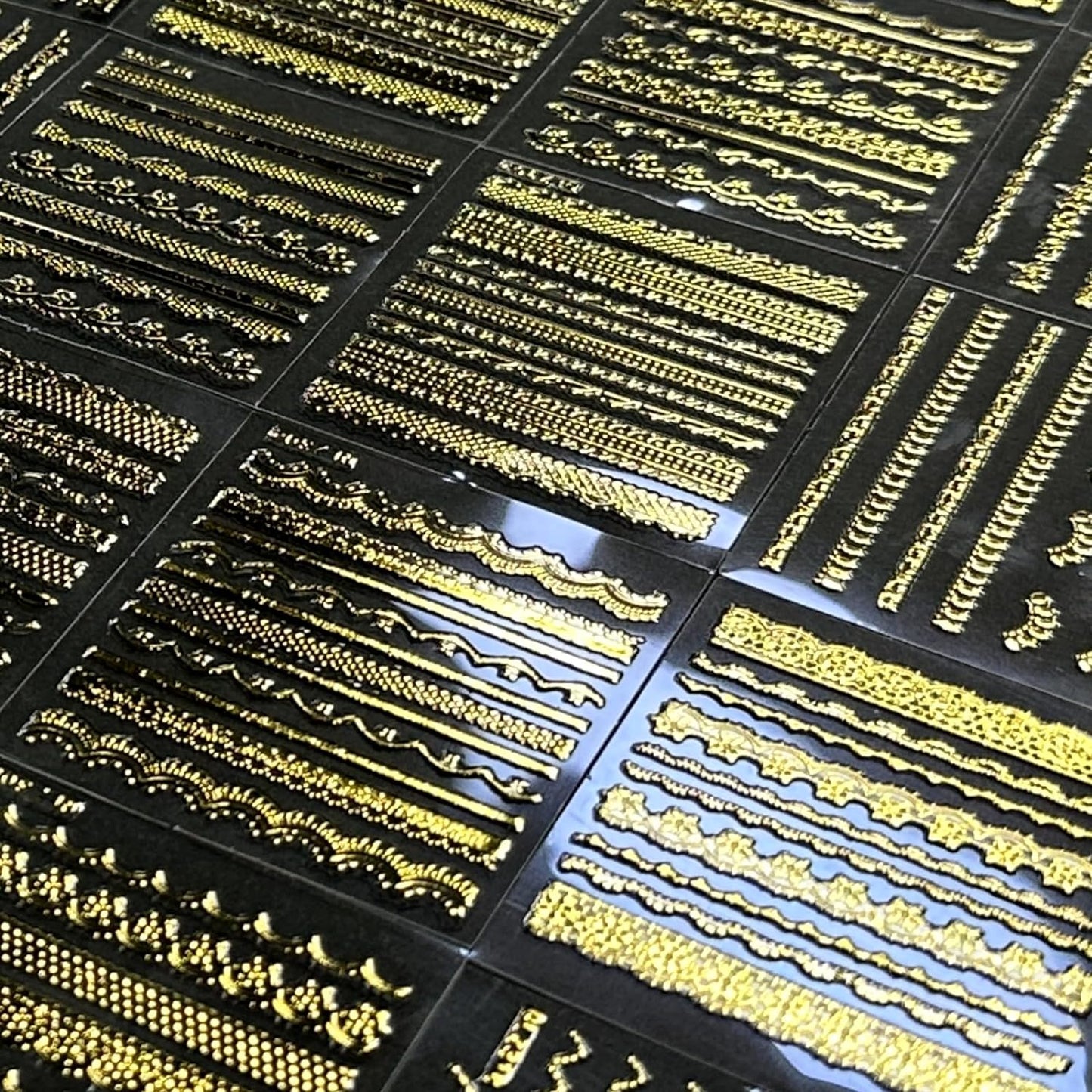 30 Sheets Gold Line Nail Art Stickers Gold Lace Nail Stickers 3D Self-Adhesive Gold Nail Decals Acrylic Nails DIY Design Nail Supplies for Women