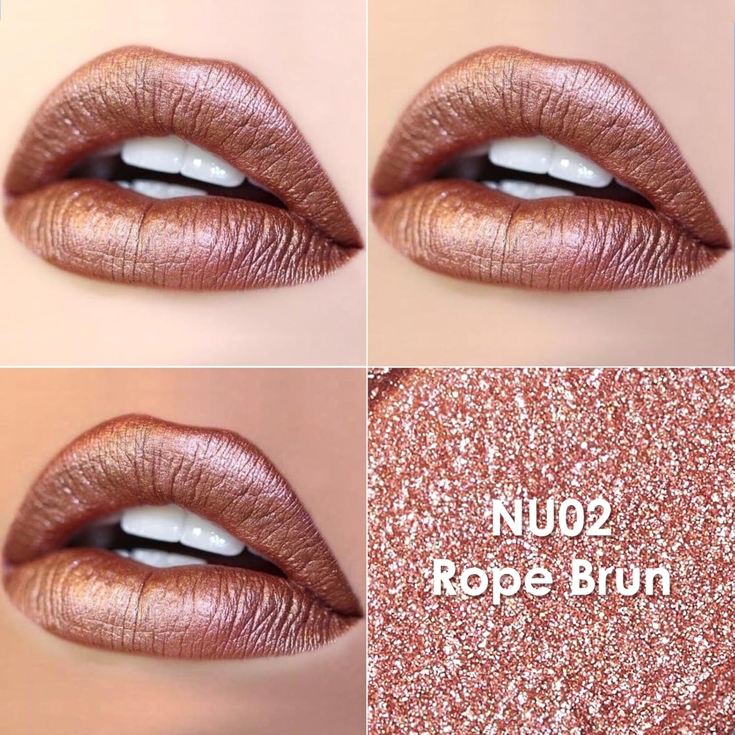 FOCALLURE Metallic Liquid Lipstick,Non Stick Cup Lip Gloss,High Impact Lip Color with Transfer-proof Wear,Long Lasting & Waterproof Lipstick Makeup for Women,Rope Brun