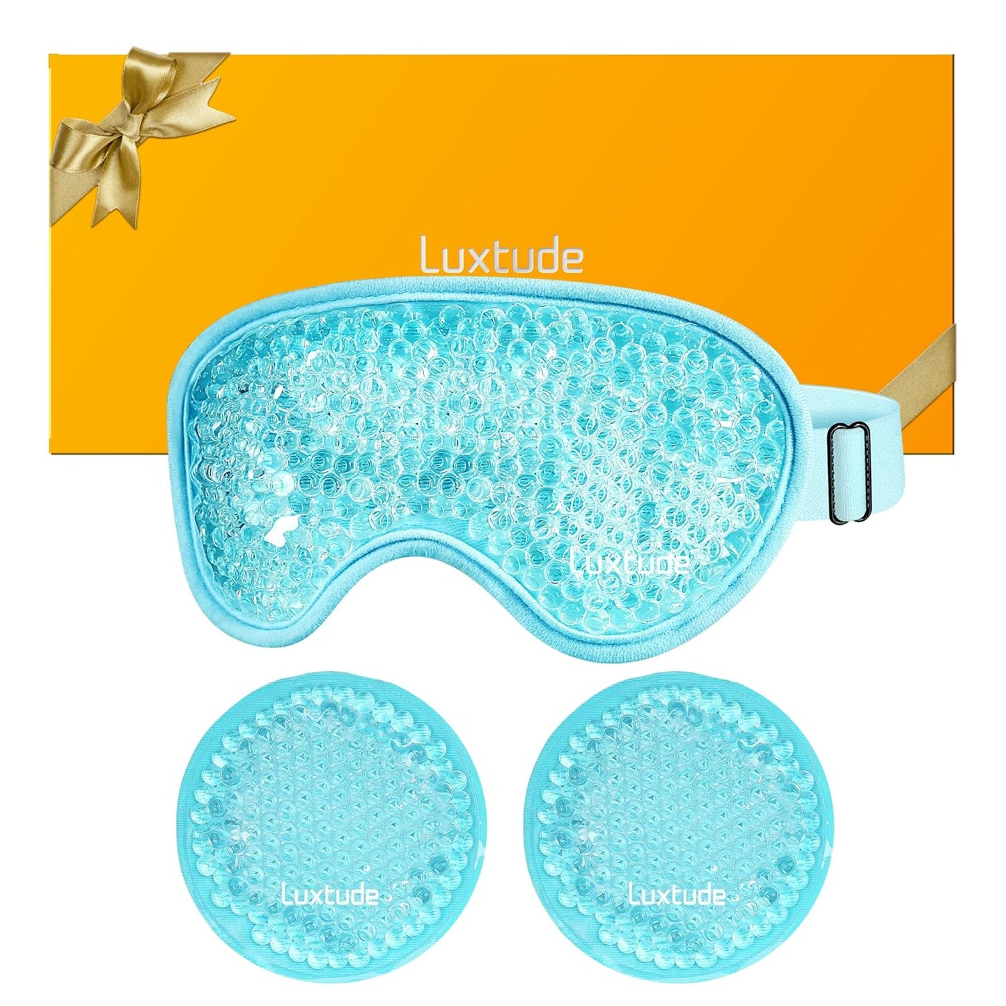 Luxtude Gel Eye Mask Cooling Eye Masks for Dry Eyes, Hot Cold Eye Ice Pack Reusable Cold Eye Mask, Frozen Cold Eye Compress for Puffiness/Dark Circles/Headaches/Skincare/Pain Relief (Blue)
