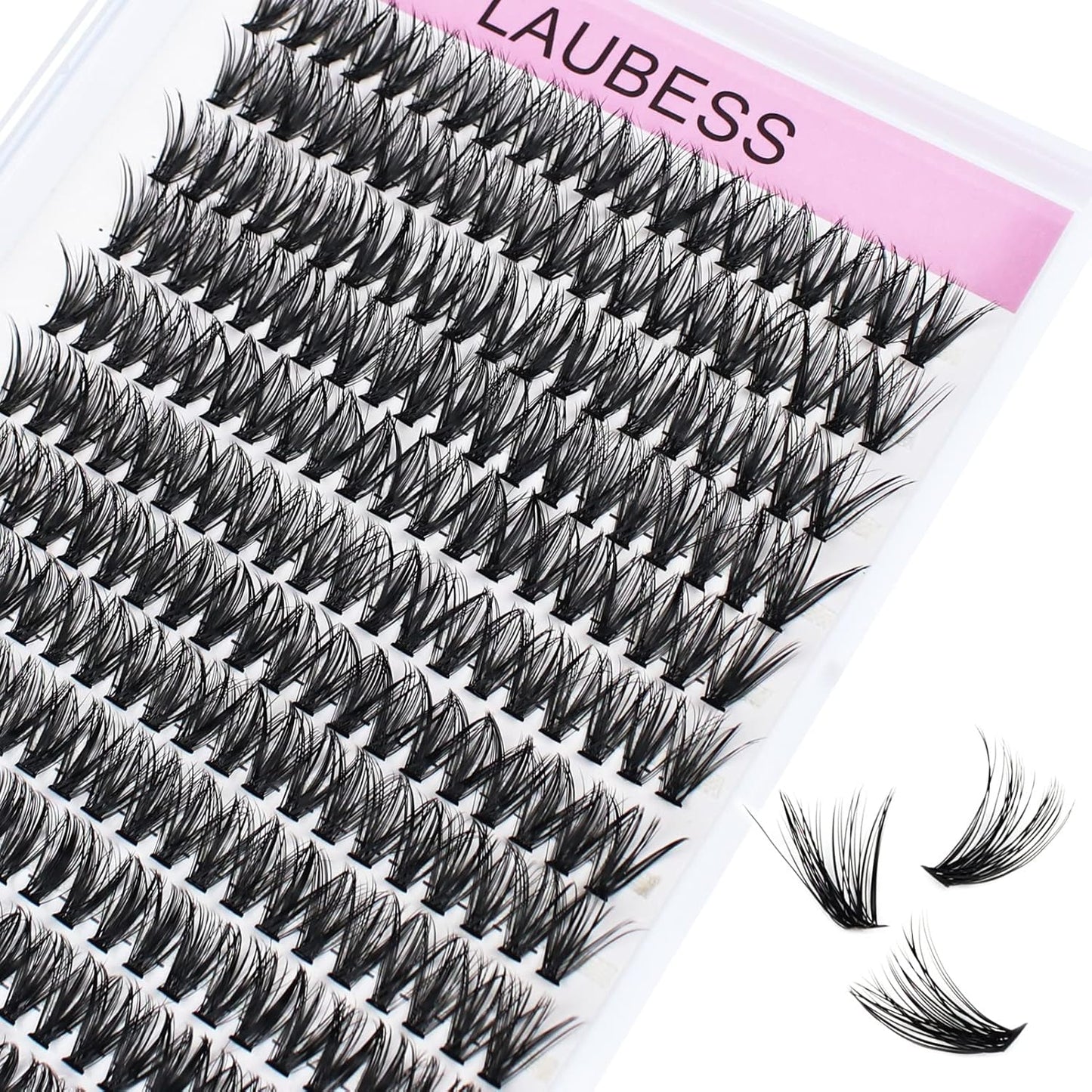 Lash Clusters LAUBESS Individual Lashes Waterproof Eyelash Clusters DIY at Home Cluster Eyelash Extensions Soft Cluster Lashes for Beginners (40D-D-14)