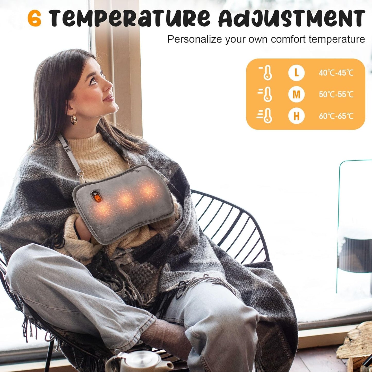 Hand Warmers Rechargeable, Electric Hand Warmer with 10000mAh Power Bank, Double-Sided Heating, Graphene Heated Gloves, Hand Warmers for Women, Indoor, Outdoor, Hunting, Camping