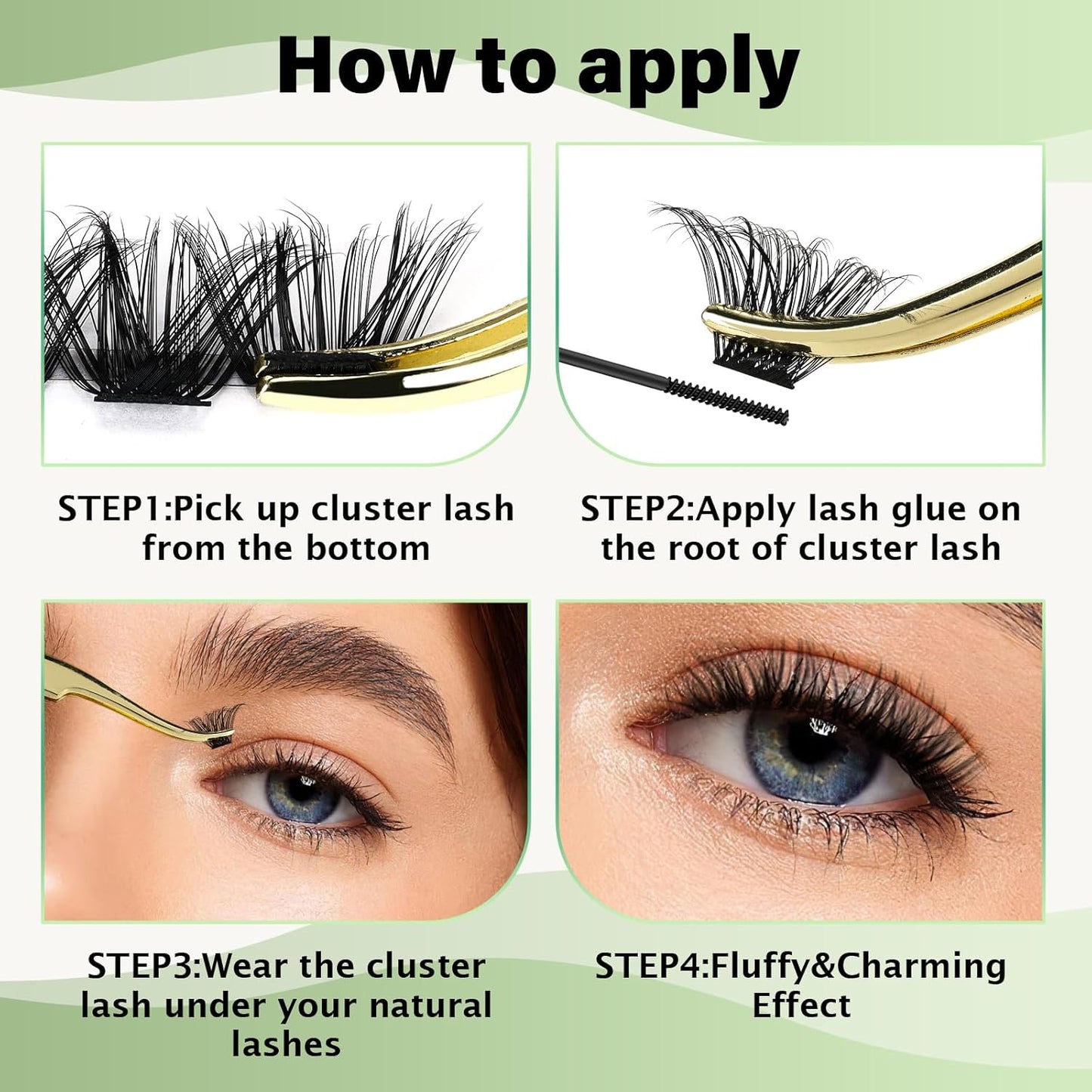 Lash Clusters 96pcs Individual Lashes D Curl 16mm Eyelash Clusters KEYYOU Volume Wispy Lash Extension Soft&Comfortable Easy DIY at Home(Y24,D-16mm)