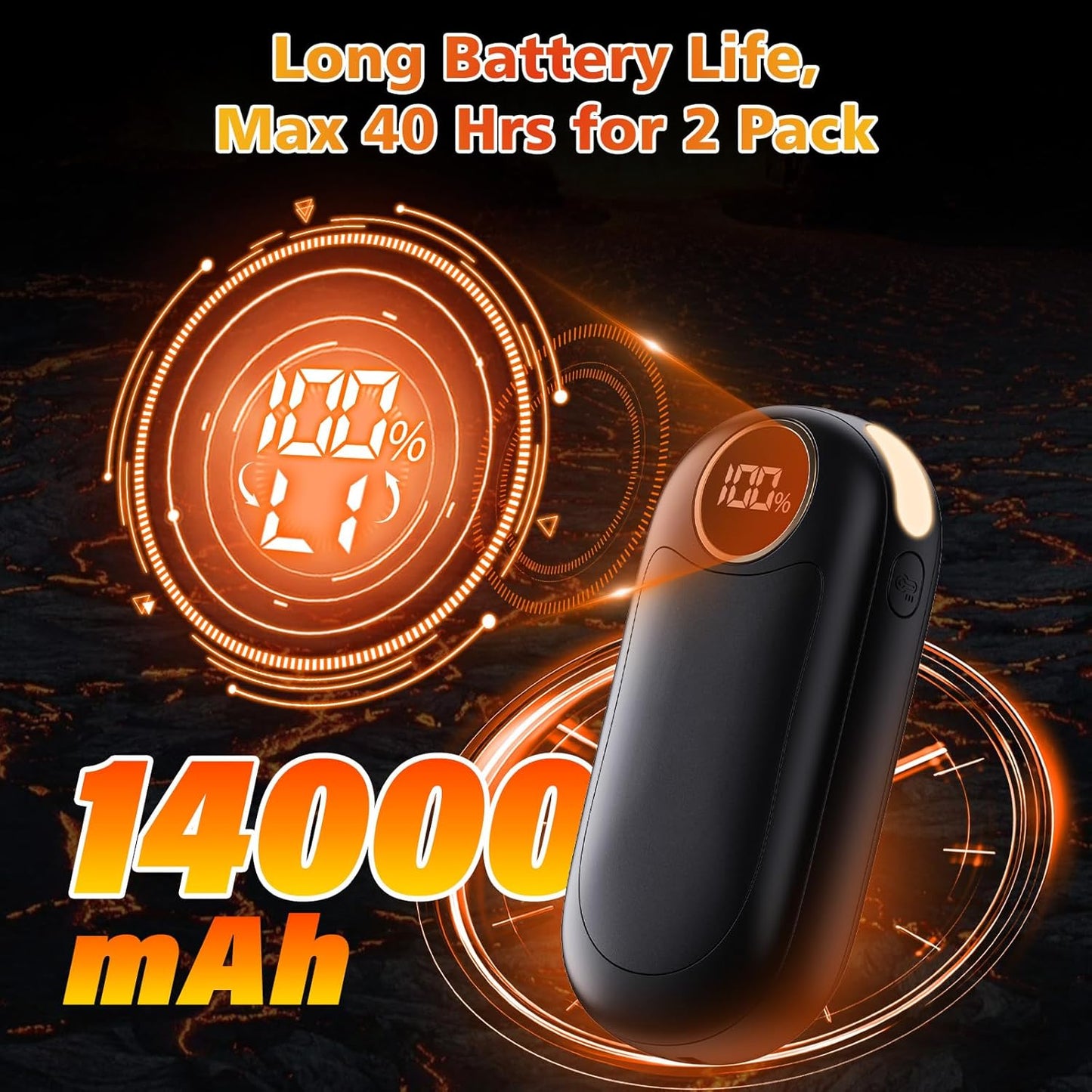 Hand Warmers Rechargeable 2 Pack, Dual Sided Electric Hand Warmer, 20Hrs Warmth, 8 Heating Mode, Portable Charging Pocket Heater for Men, Women, Raynauds, Camp, Hunting, Golf