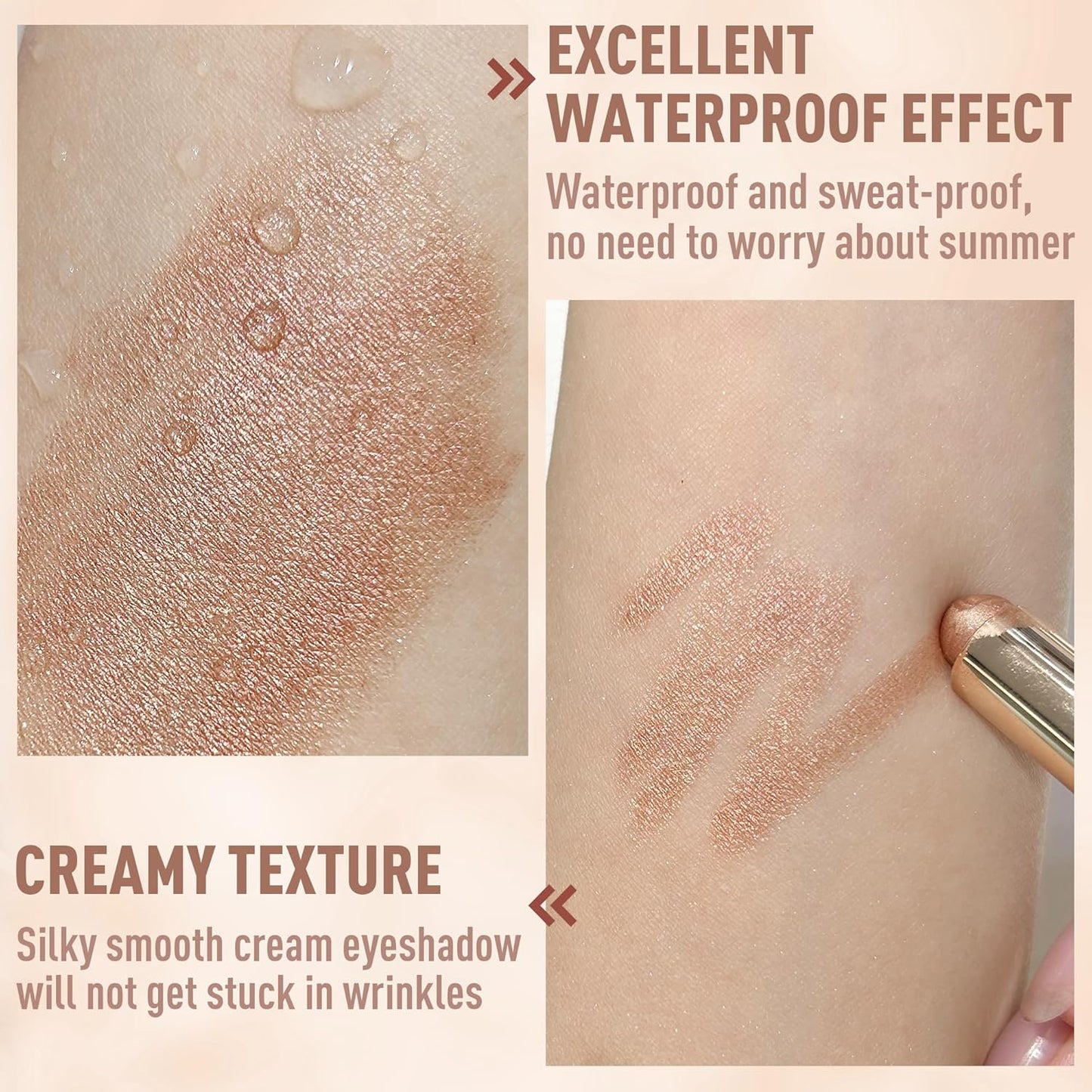 FV Cream Shimmer Eyeshadow Stick，Long Lasting & Waterproof, Multi-Use & High Pigment Eyeshadow Makeup Stick, Champagne Shimmer