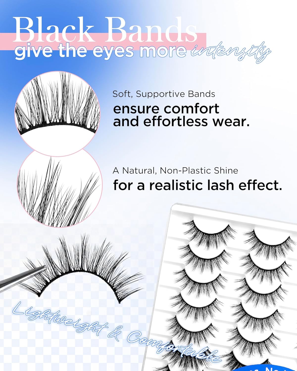 BEYELIAN False Eyelashes Natural Look 20 Pairs Strip Lashes, Wispy Lash Pack Soft 3D Volume Faux Mink Lashes That Look Like Extensions C-MIX-3