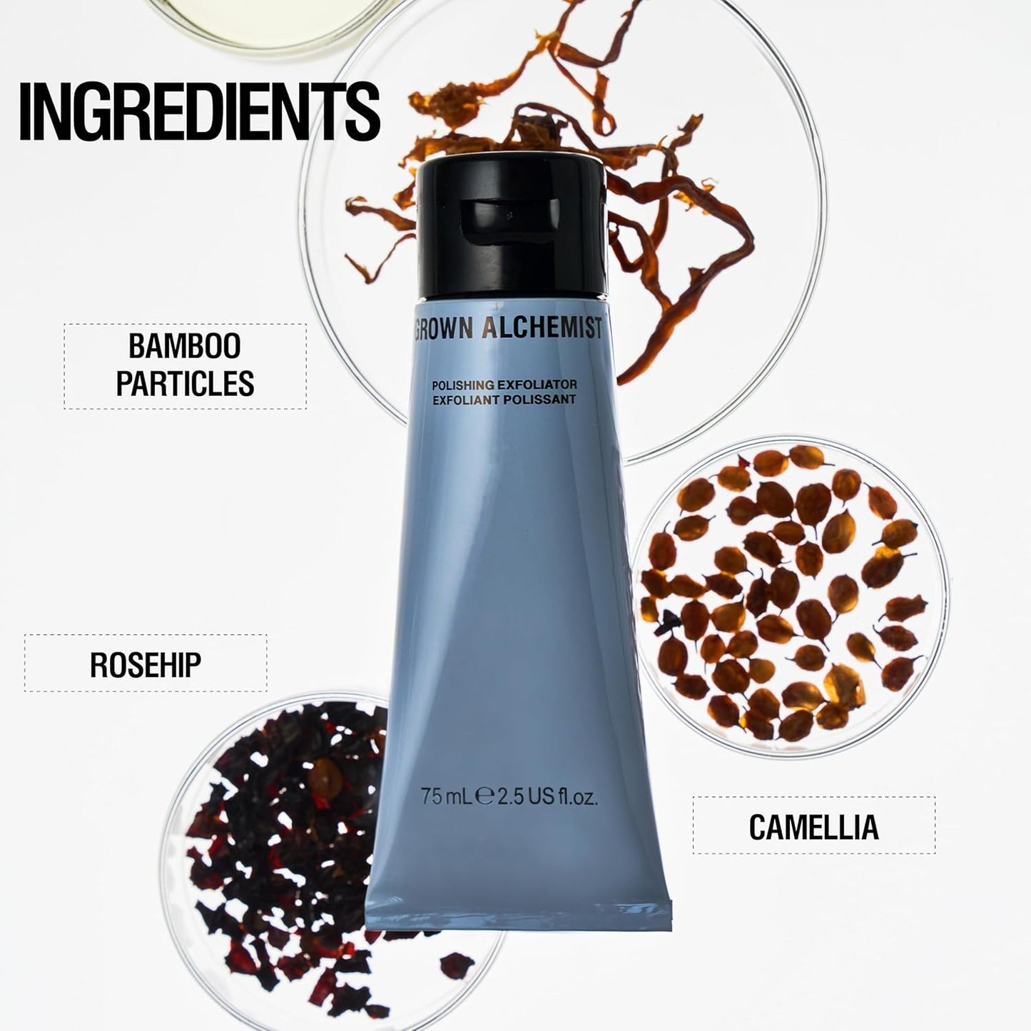 Grown Alchemist Polishing Exfoliant. Gentle Face Smoothing with Pink Grapefruit & Glucomannan Extract, 75mL