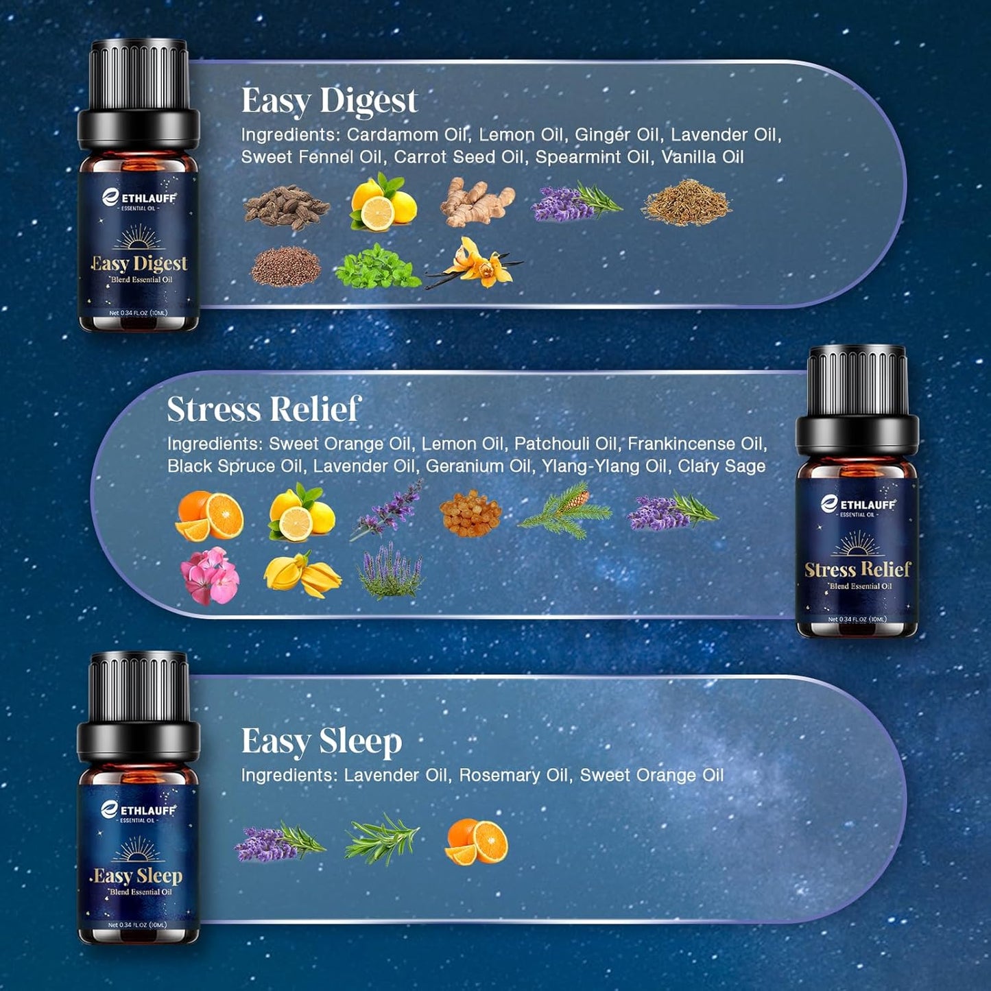 Essential Oil Blends, Essential Oils for Diffusers for Home, Relax Fragrance Oils Kit- Stress Relief, Sweet Dreams, Head Relief, Relax, Immunity for Aromatherapy, Humidifiers, Massage, 6x10ml