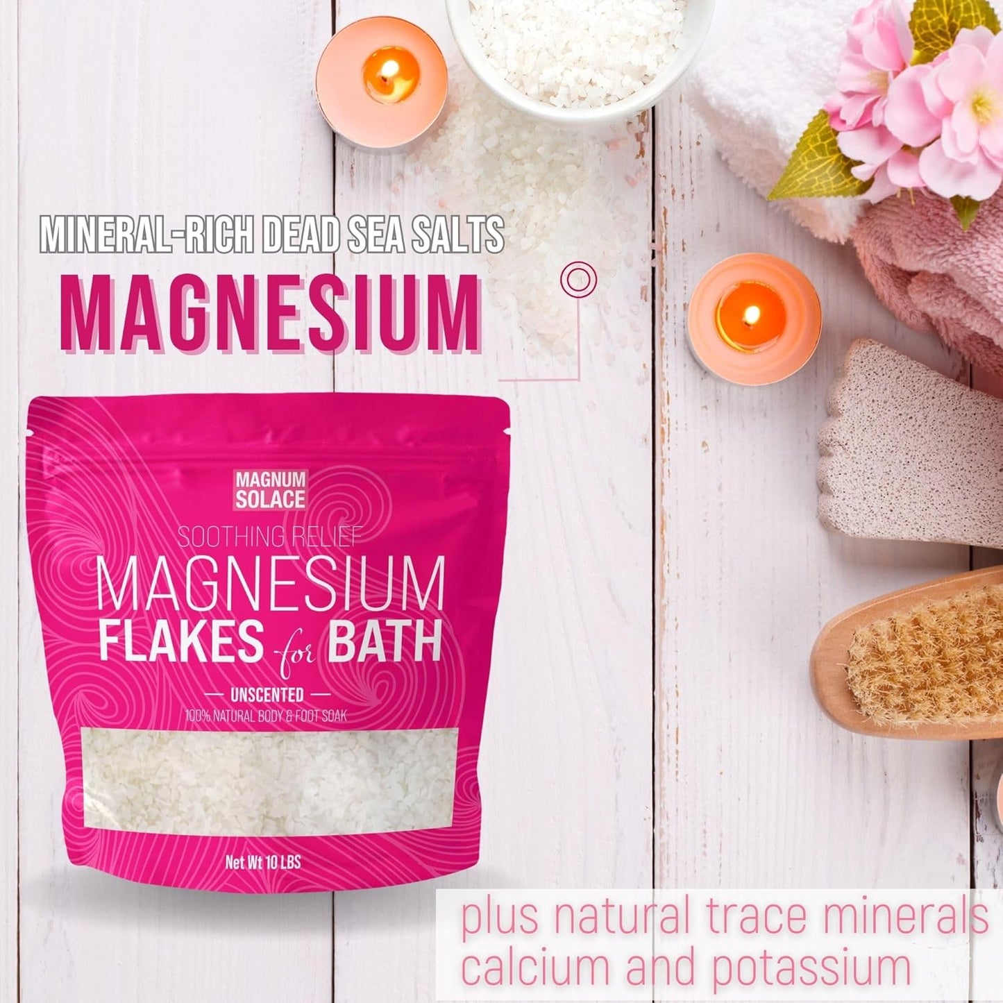 Magnesium Flakes for Bath - Magnesium Chloride Flakes Organic Pure - Unscented, 10 LBS