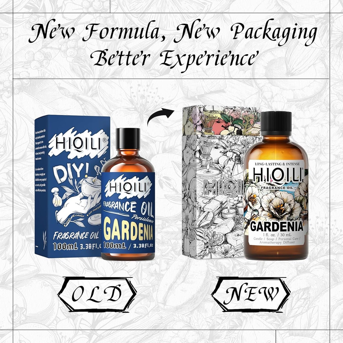 HIQILI Gardenia Fragrance Oil for DIY Candle, Soap & Perfume Making, Add to Essential Oil Diffuser, Body Wash, Long-Lasting - 1 Fl Oz