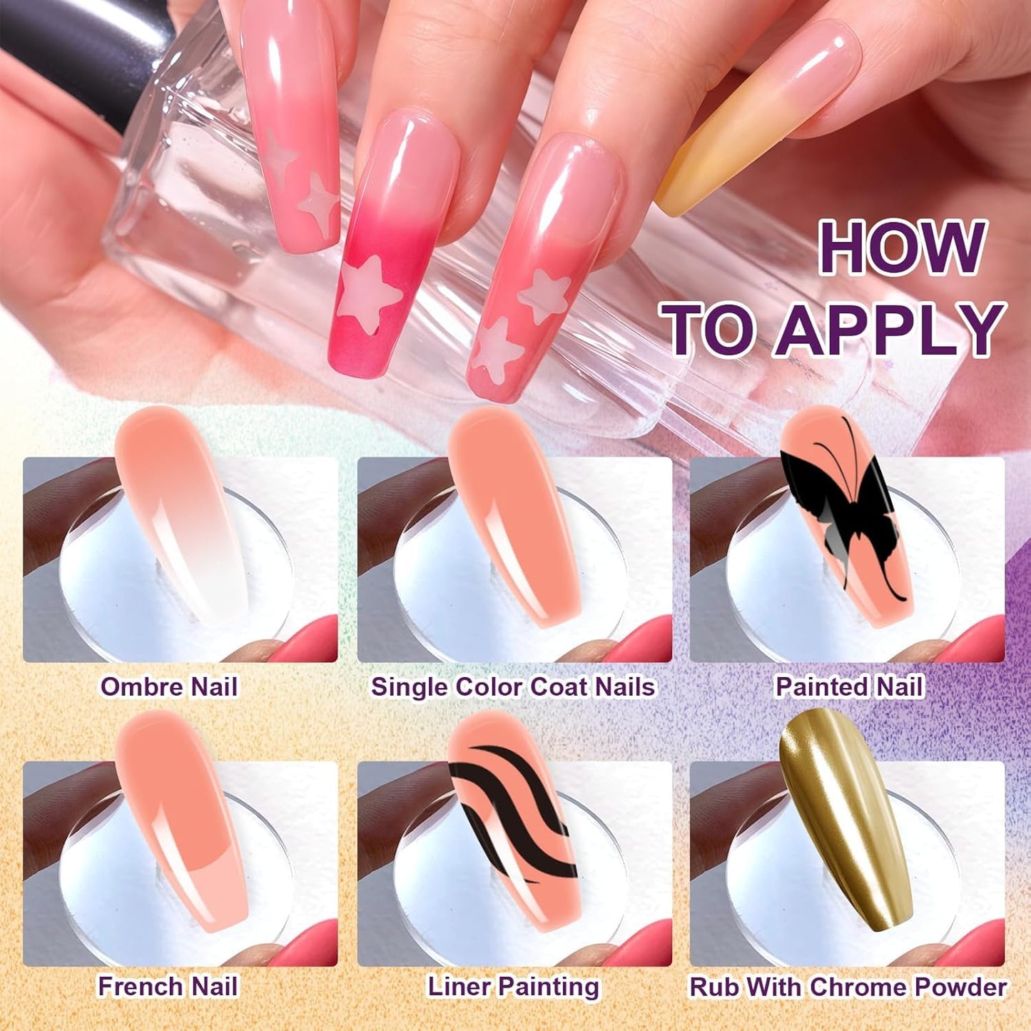 Gradient Painting Gel, 9 Colors Ombre Gel Nail Polish Nude Pink Almond Gary Sponging for Pigment Pat Aura Nails French Manicure Soak Off UV DIY Nail Art Nude Rose Chroma