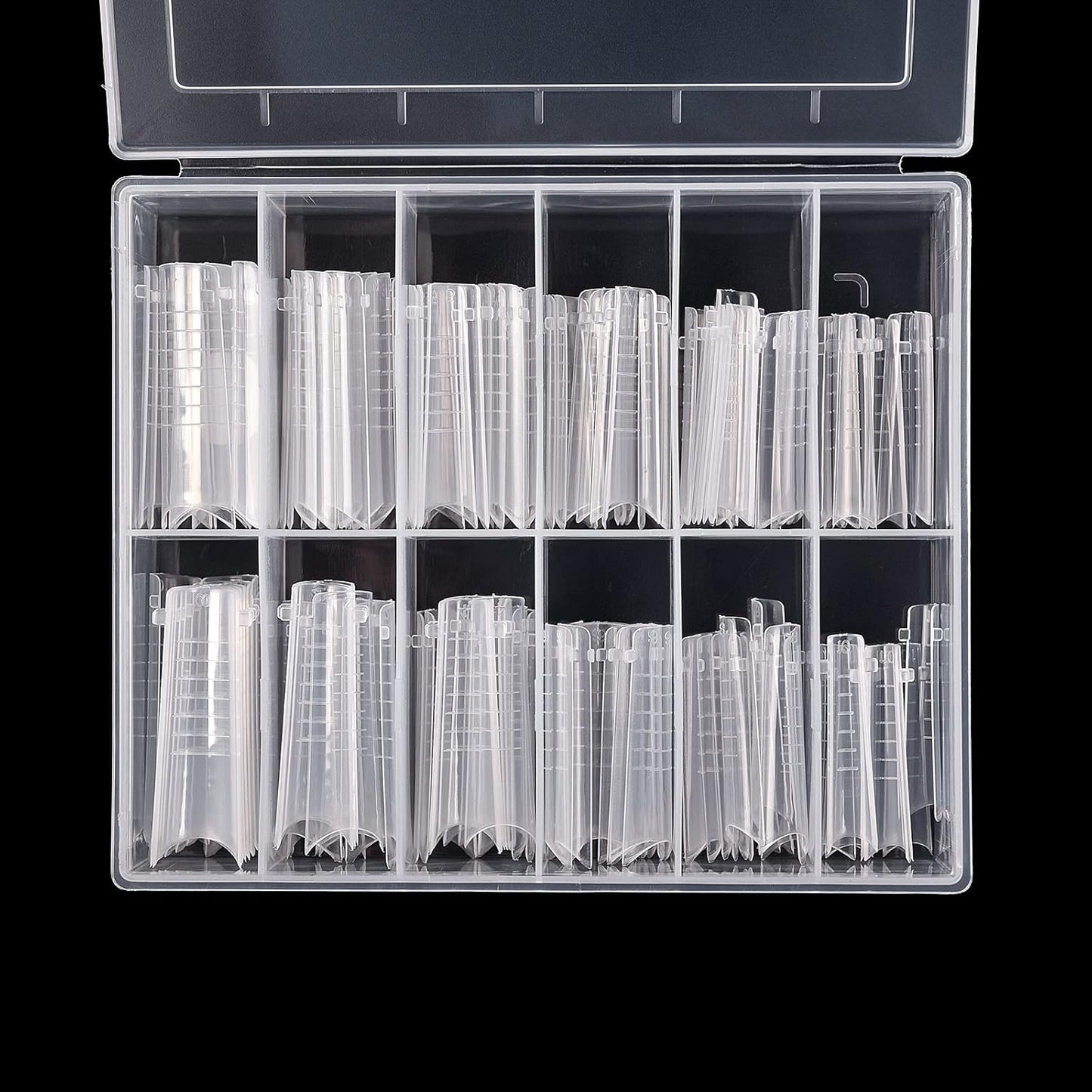 KADS 120PCS Clear Full Cover Dual Nail System Form UV Gel Acrylic Nail Art Mold Artificial Nail Tips with Scale for Extension (MODEL 10)