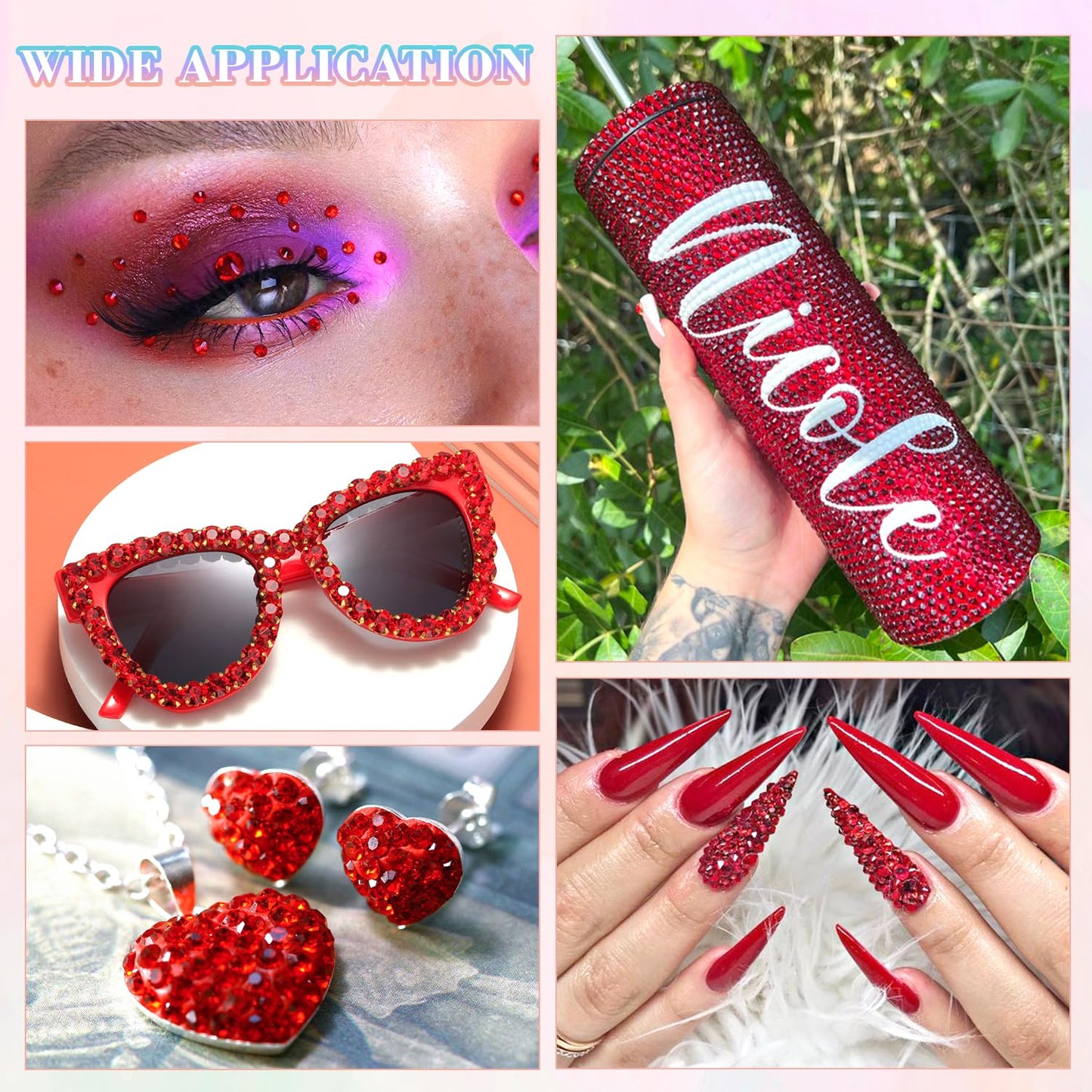 30000Pcs Resin Red Rhinestones for Bedazzling Crafting with b7000 Jewelry Glue, Bulk Flatback Gems Bedazzler Kit for Crafts Clothes Shoes Fabric Nail Diamond Art, Assorted Size 2/3/4/5/6mm