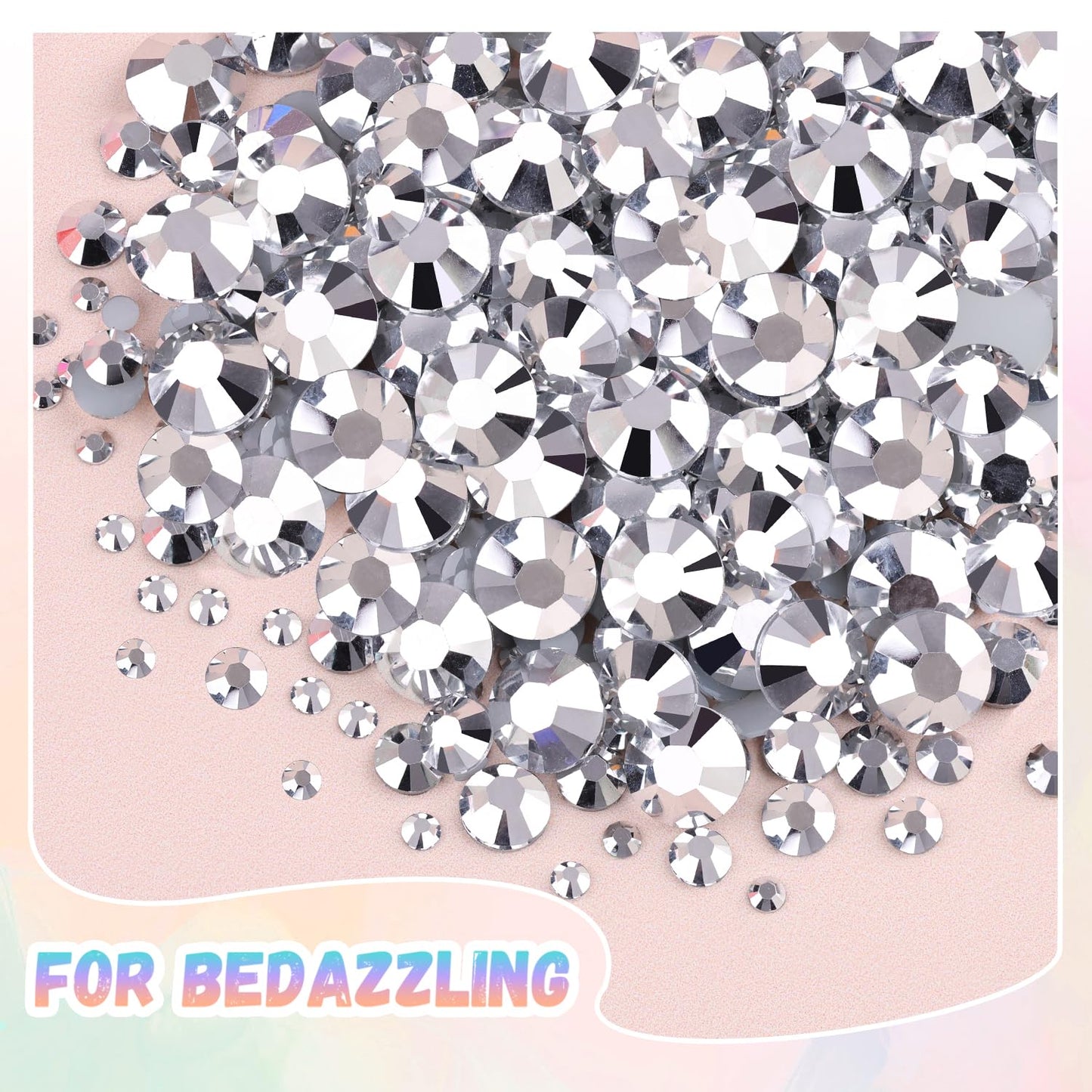 25000Pcs Resin Rhinestones with Tweezers for Crafting, 2-6mm Mixed Sizes (Silver) Non Hotfix Flatback Gems, Bedazzling Crystal for DIY Crafts Clothing Tumblers Mugs Shoes Decor Nail Art