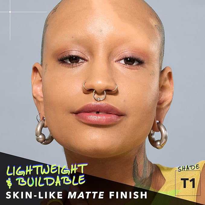 COVER FX Power Play Foundation - Shade T1 - Buildable Full Coverage - Waterproof Sweat-Proof Transfer-Proof - Natural Matte Finish - All Skin Types