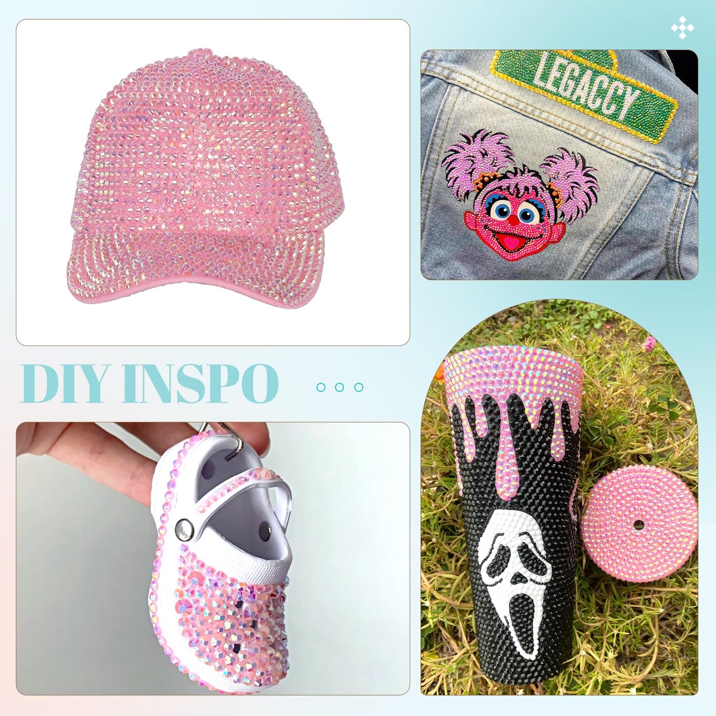 6100Pcs Jelly Resin Rhinestones for Crafting with 2Pcs 10ml B7000 Jewelry Glue, 1 Box Flatback Crystals Diamond (Light Pink AB) for Bedazzling Crafts DIY Nail Art Non Hotfix Gems for Clothing Shoes