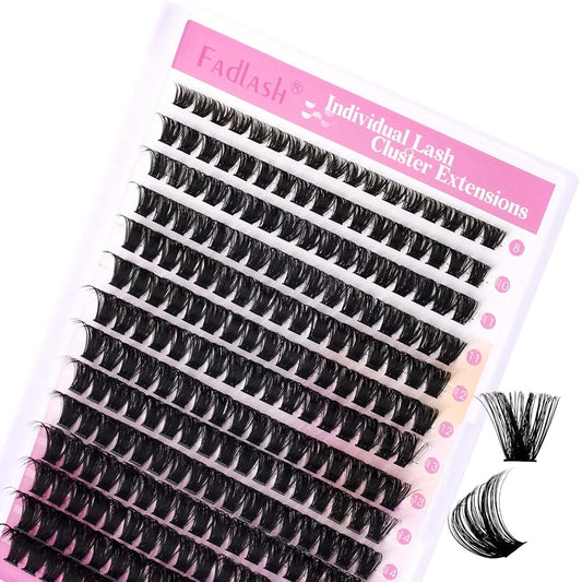 Cluster Lashes D Curl Lash Clusters 280 Pcs Lash Extension Clusters Individual Lashes Soft DIY Eyelash Extensions Mixed Tray Eyelash Clusters Natural Look (80D-0.07D, 8-16mm)