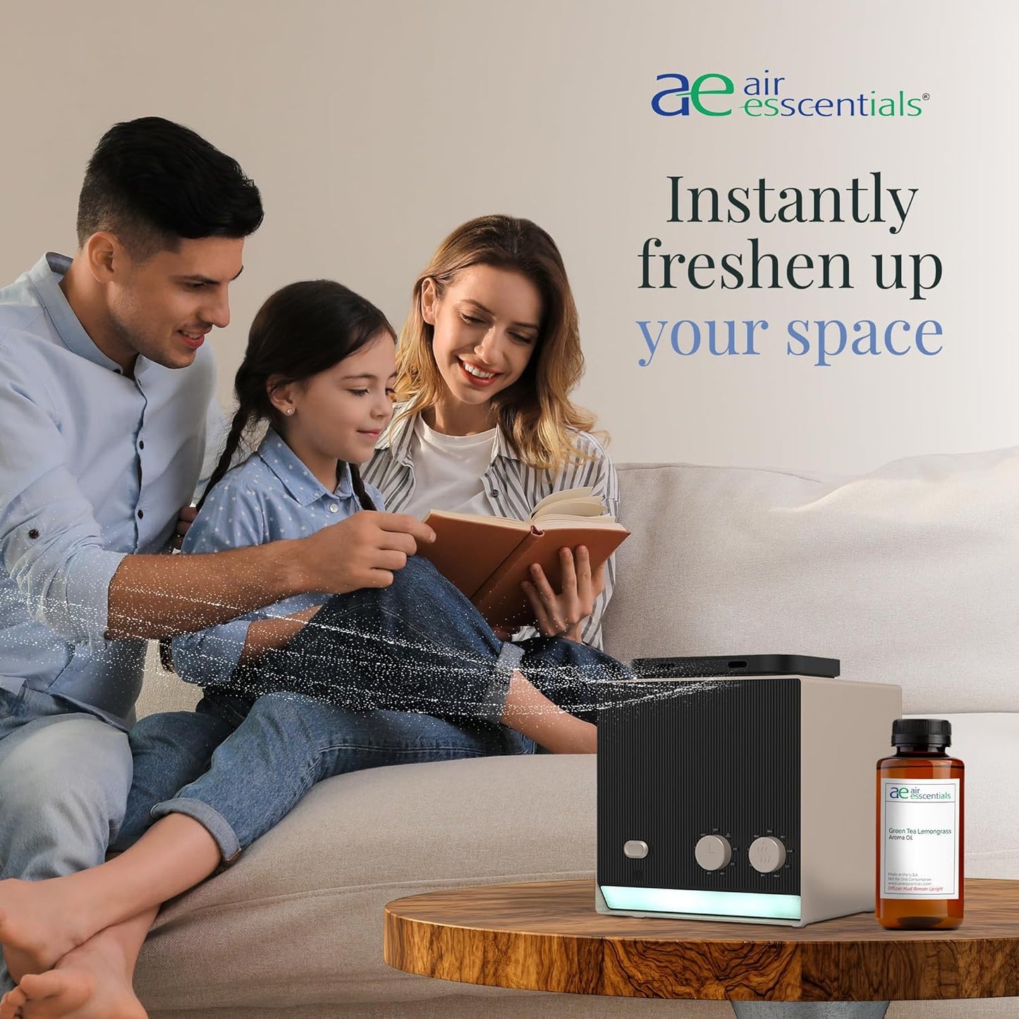 Green Tea & Lemongrass Aroma Oil, Essential Oils Blend for Diffusers and Scent Machines, Citrus, Floral & Green Notes, Aromatherapy, Cold Air Diffuser Compatible, 300 mL