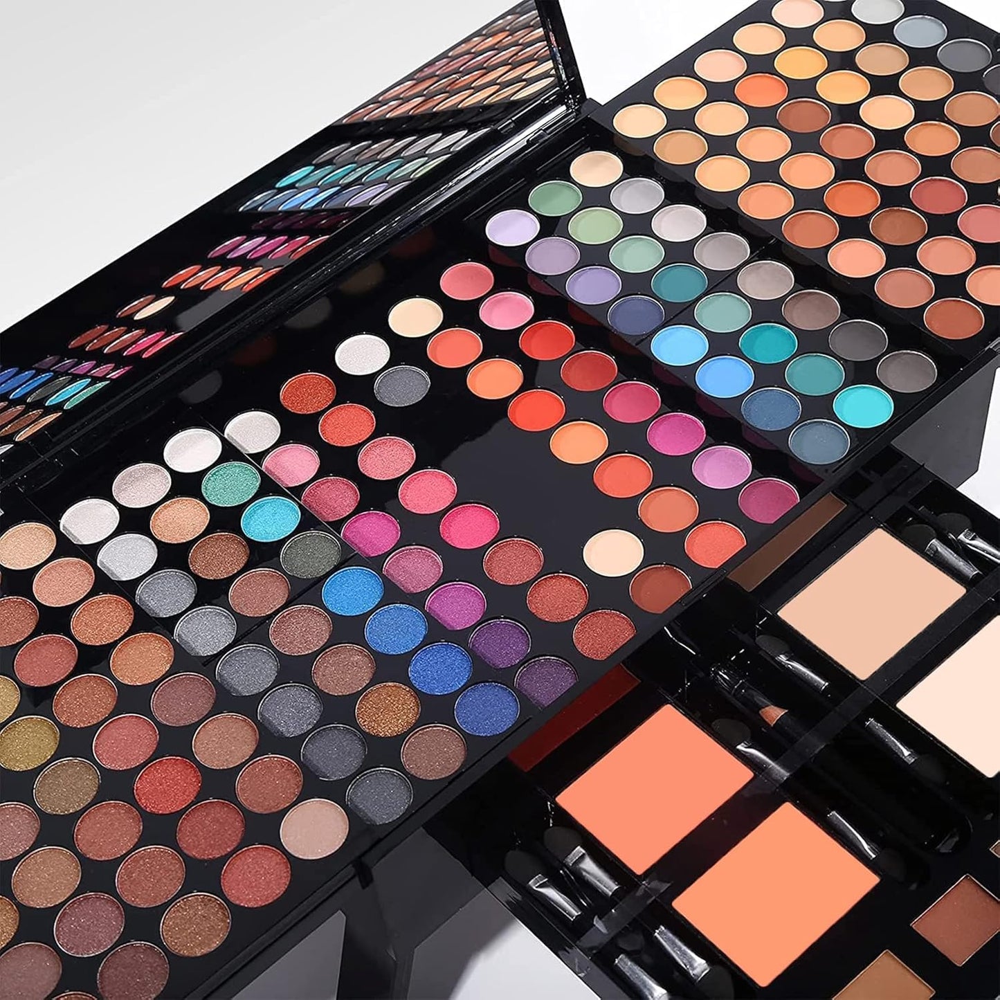 190 Colors Cosmetic Make up Piano Box Set,Combination with Eyeshadow /Facial Blusher /Eyebrow Powder /Eyeliner Pencil /Mirror,All-in-1 Makeup Gift Set (Color A)