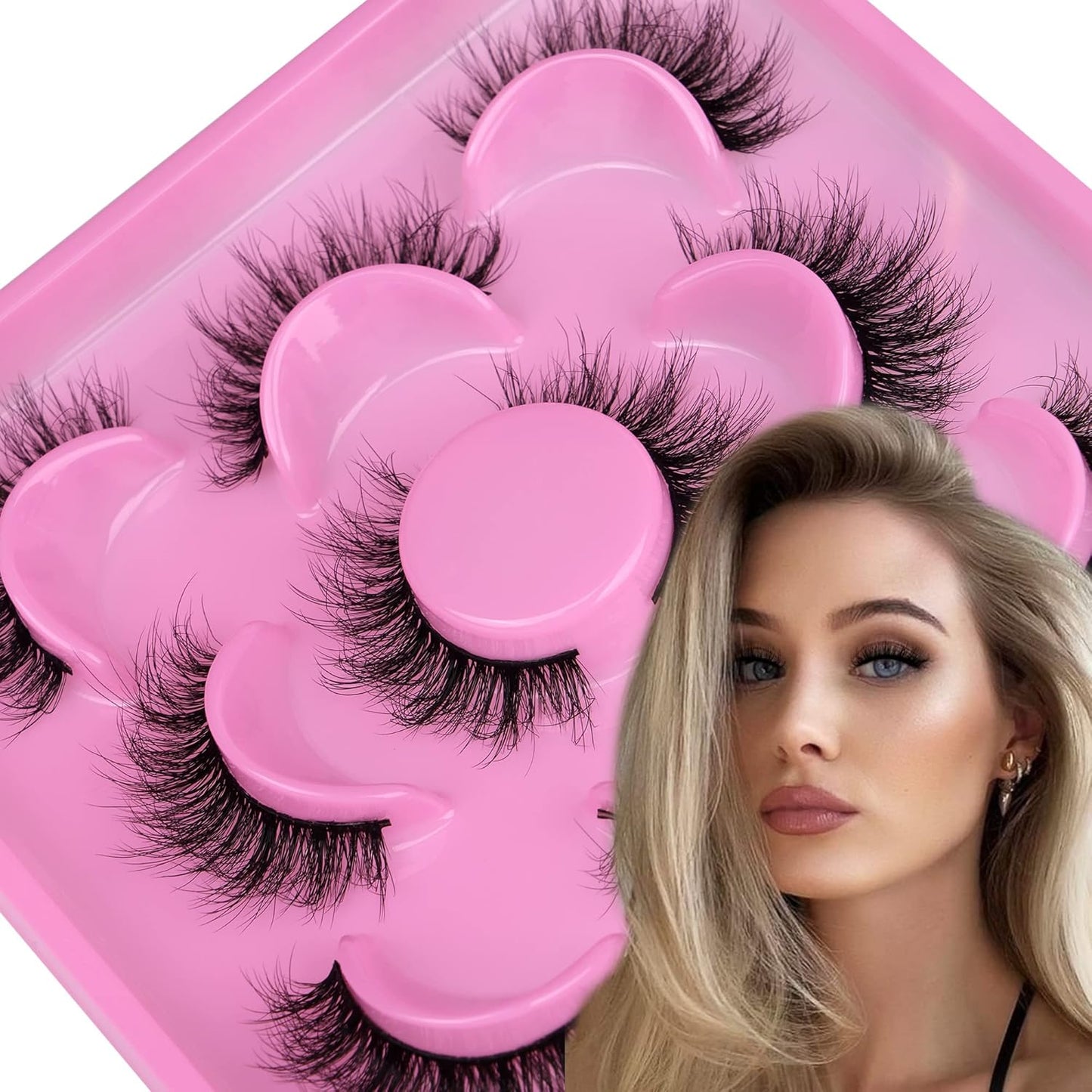 JIMIRE Faux Mink Lashes Wispy 14MM C-D Curl Lightweight Volume False Eyelashes Natural Look Like Eyelash Extensions 5 Pairs Pack