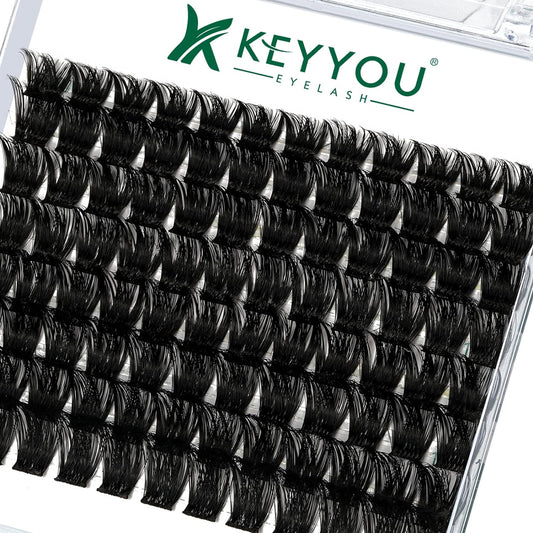 Lash Clusters 96pcs Individual Lashes Y02 D Curl 10-18MIX Cluster Lashes KEYYOU Volume Wispy Lash Extension Soft&Comfortable Easy DIY at Home(Y02,D-10-18MIX)